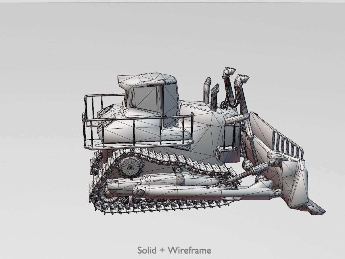 Hydraulic bulldozer tracked construction site vehicle red Low-poly 3D model_13