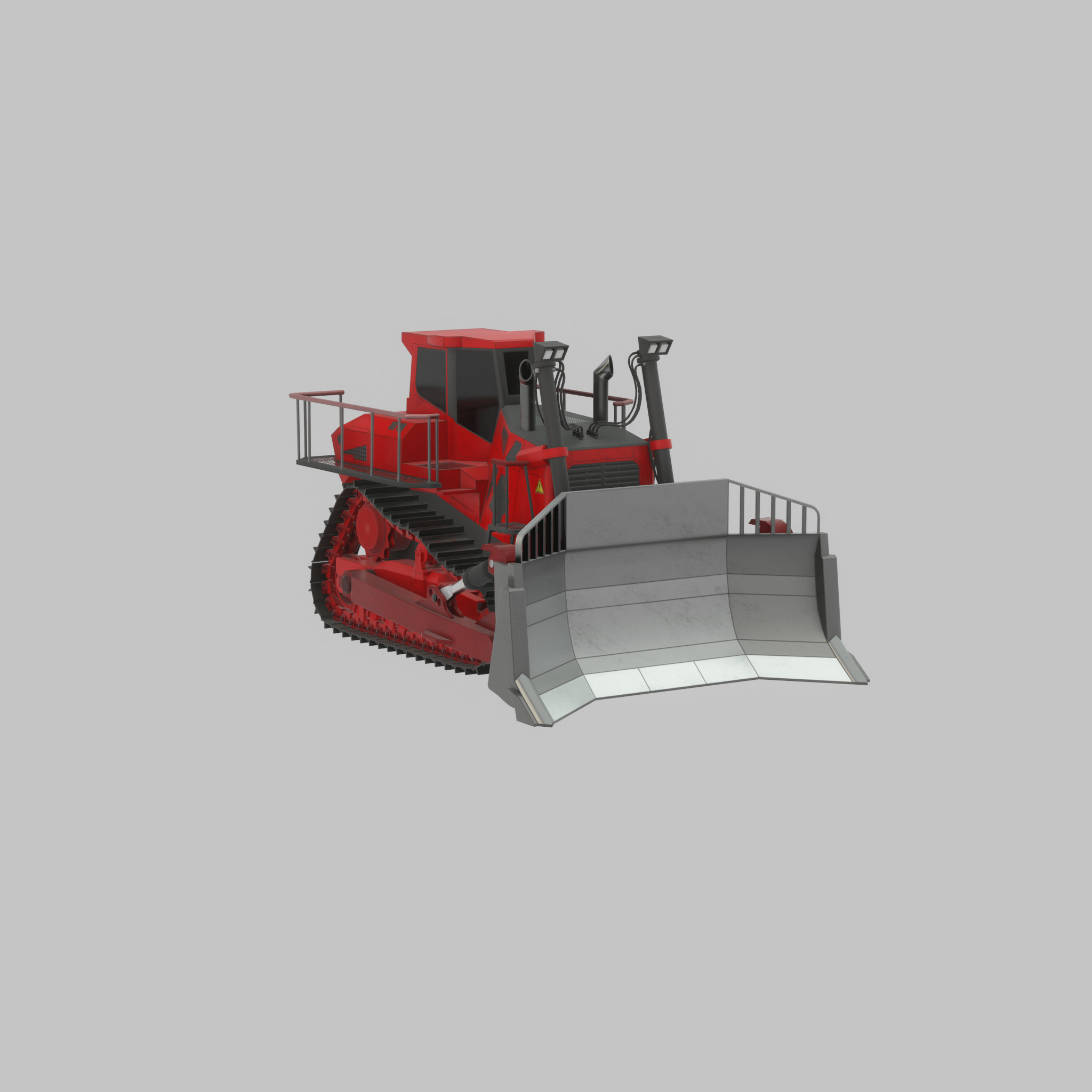 Hydraulic bulldozer tracked construction site vehicle red Low-poly 3D model_47