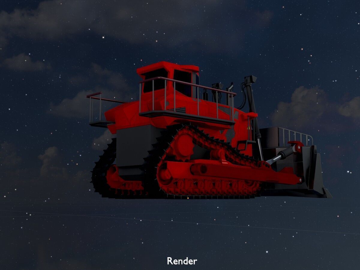 Hydraulic bulldozer tracked construction site vehicle red Low-poly 3D model_21