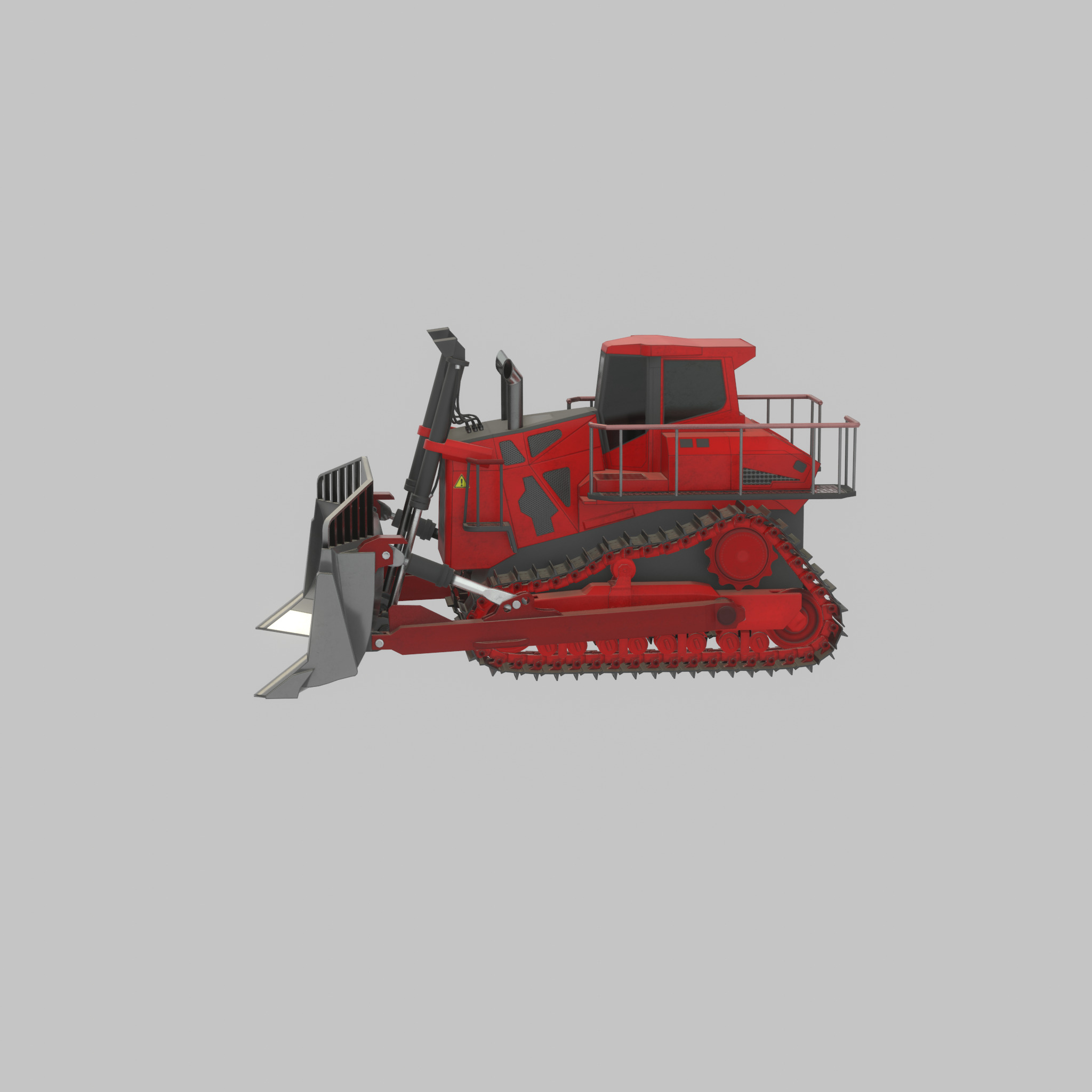 Hydraulic bulldozer tracked construction site vehicle red Low-poly 3D model_28