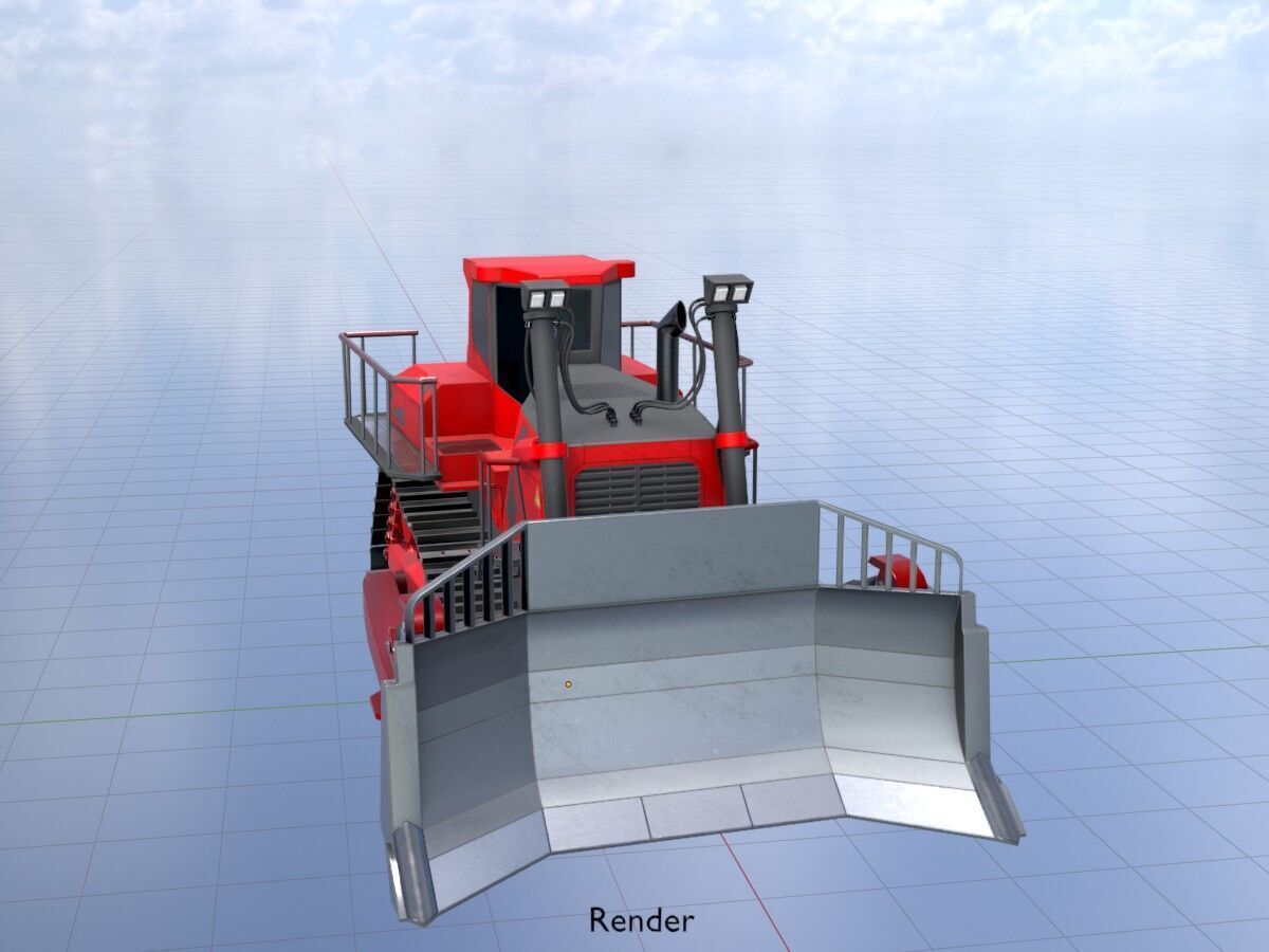 Hydraulic bulldozer tracked construction site vehicle red Low-poly 3D model_19