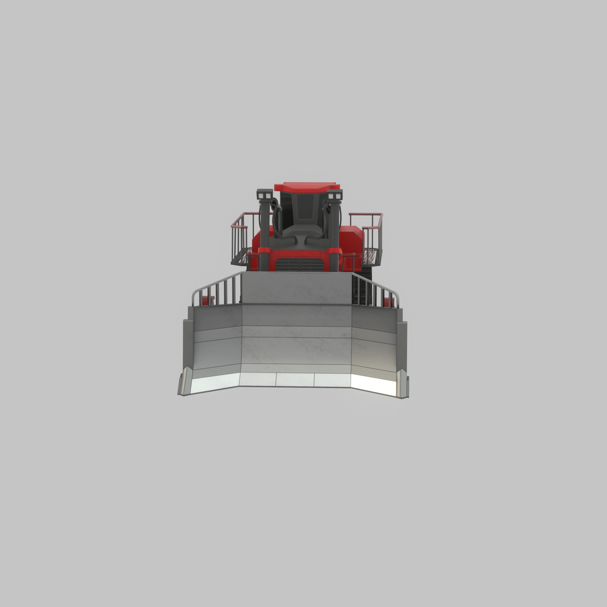 Hydraulic bulldozer tracked construction site vehicle red Low-poly 3D model_40
