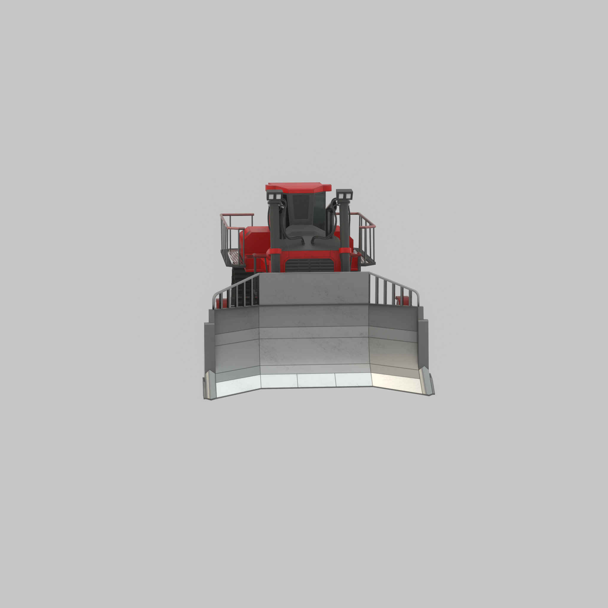 Hydraulic bulldozer tracked construction site vehicle red Low-poly 3D model_29
