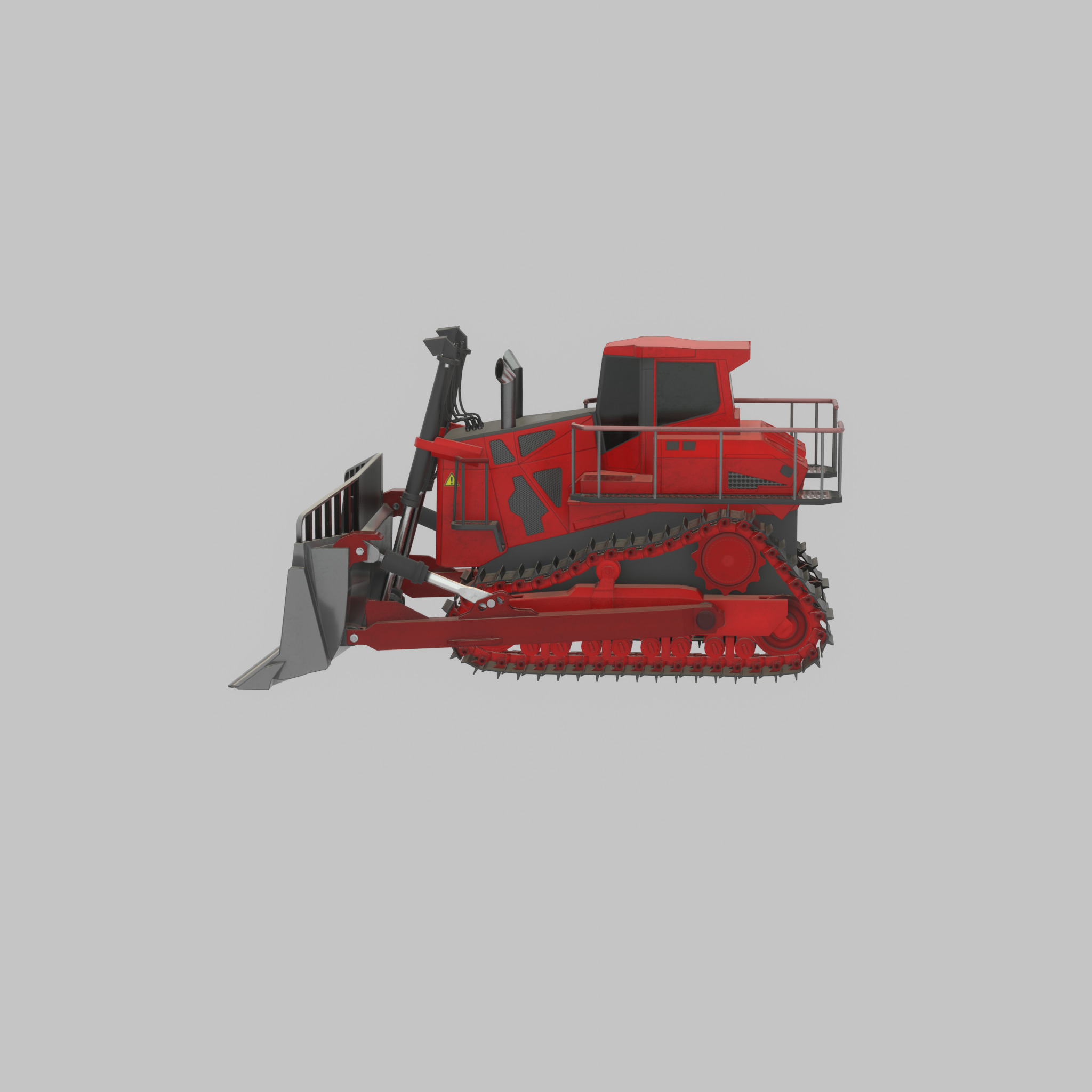 Hydraulic bulldozer tracked construction site vehicle red Low-poly 3D model_54