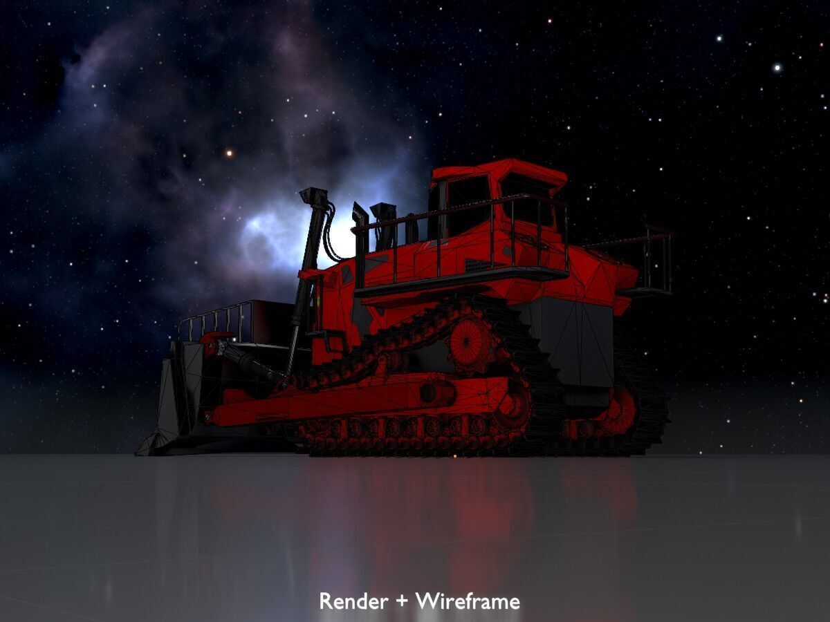 Hydraulic bulldozer tracked construction site vehicle red Low-poly 3D model_8