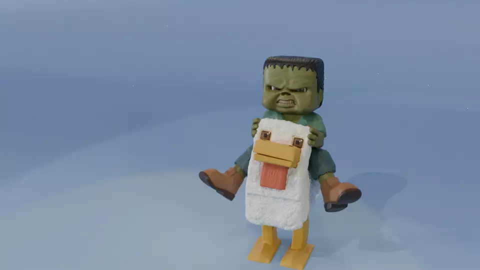Chicken Jockey II Minecraft 3D 3D print model_0