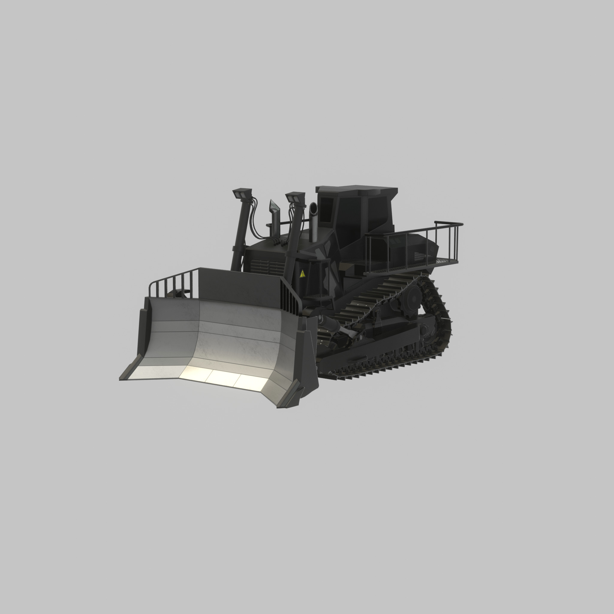 Hydraulic bulldozer tracked construction site vehicle black Low-poly 3D model_23