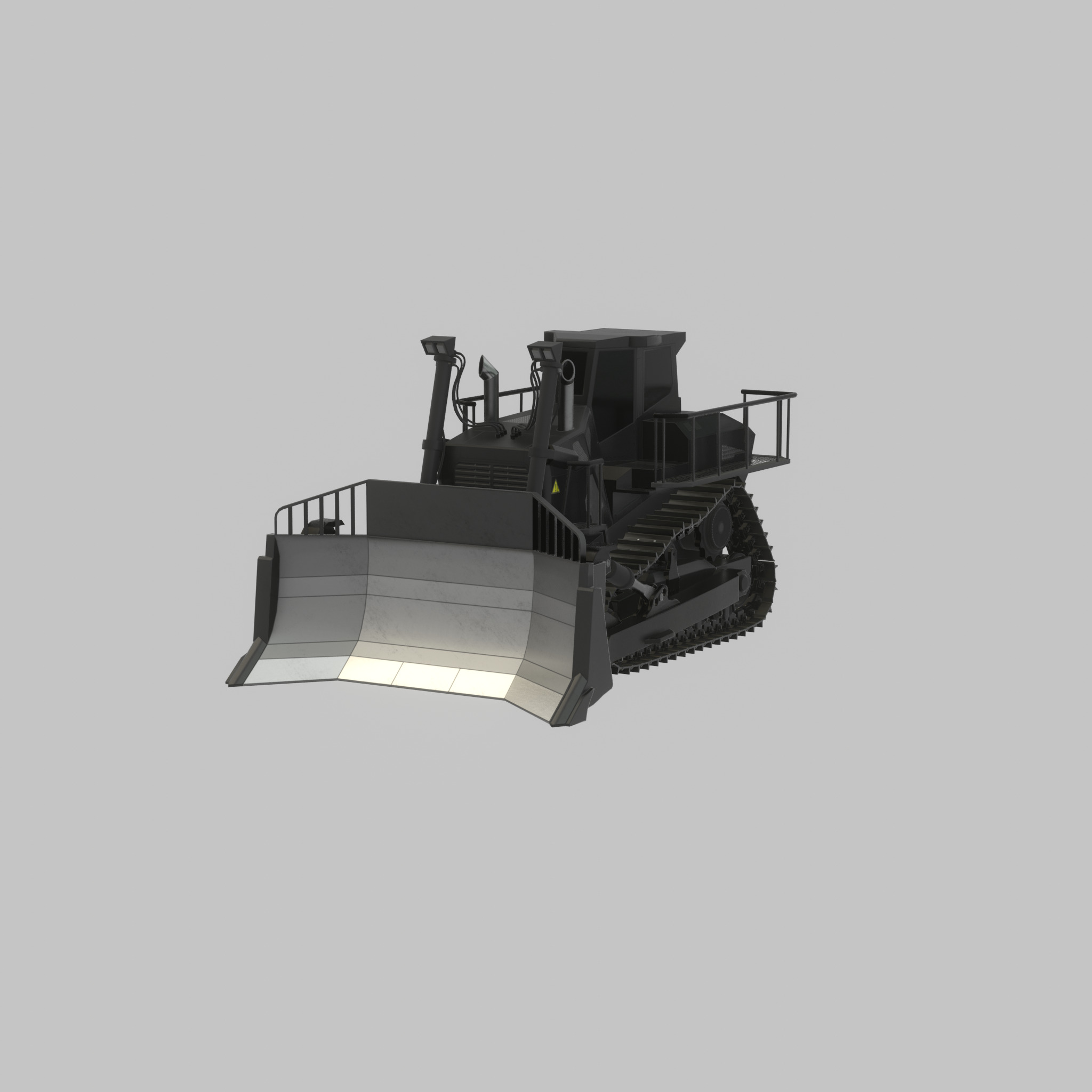 Hydraulic bulldozer tracked construction site vehicle black Low-poly 3D model_61