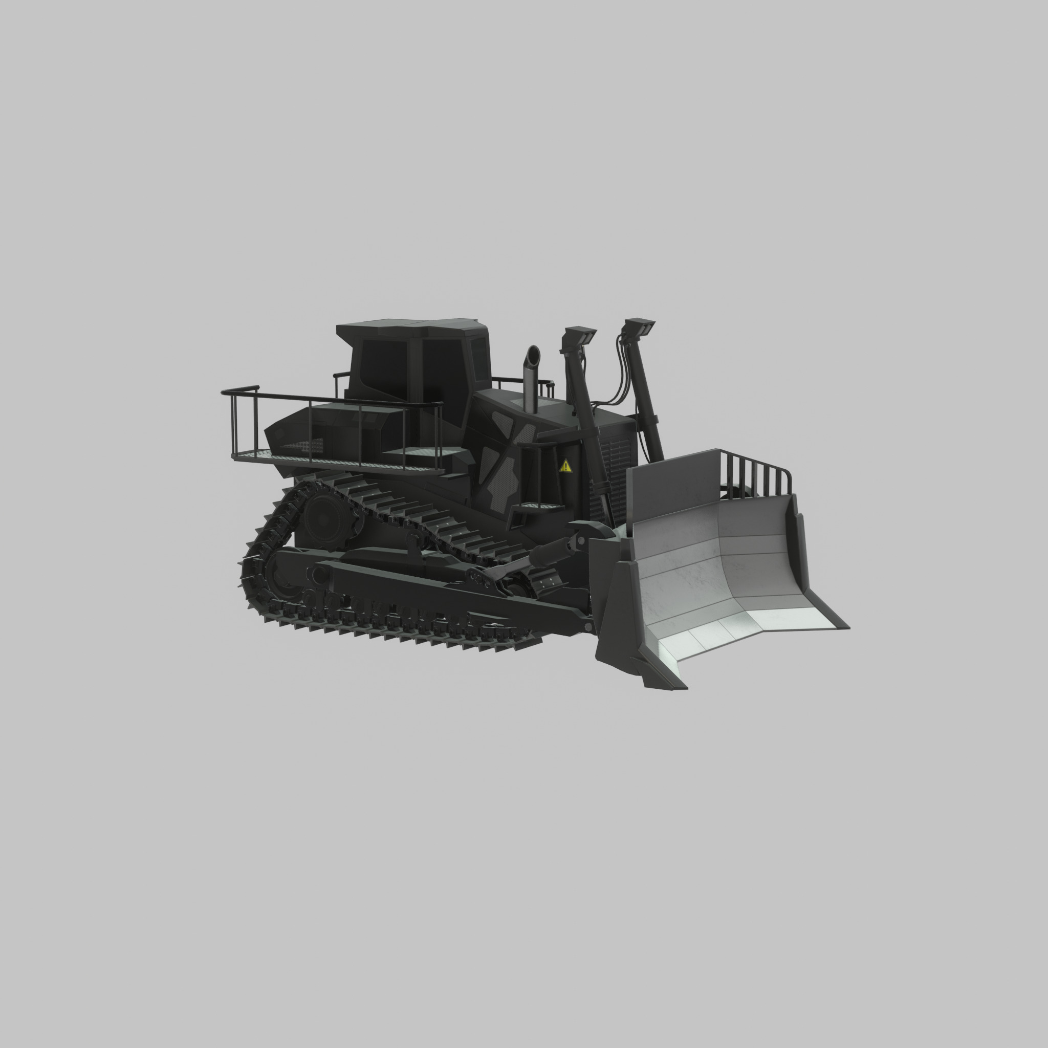 Hydraulic bulldozer tracked construction site vehicle black Low-poly 3D model_54