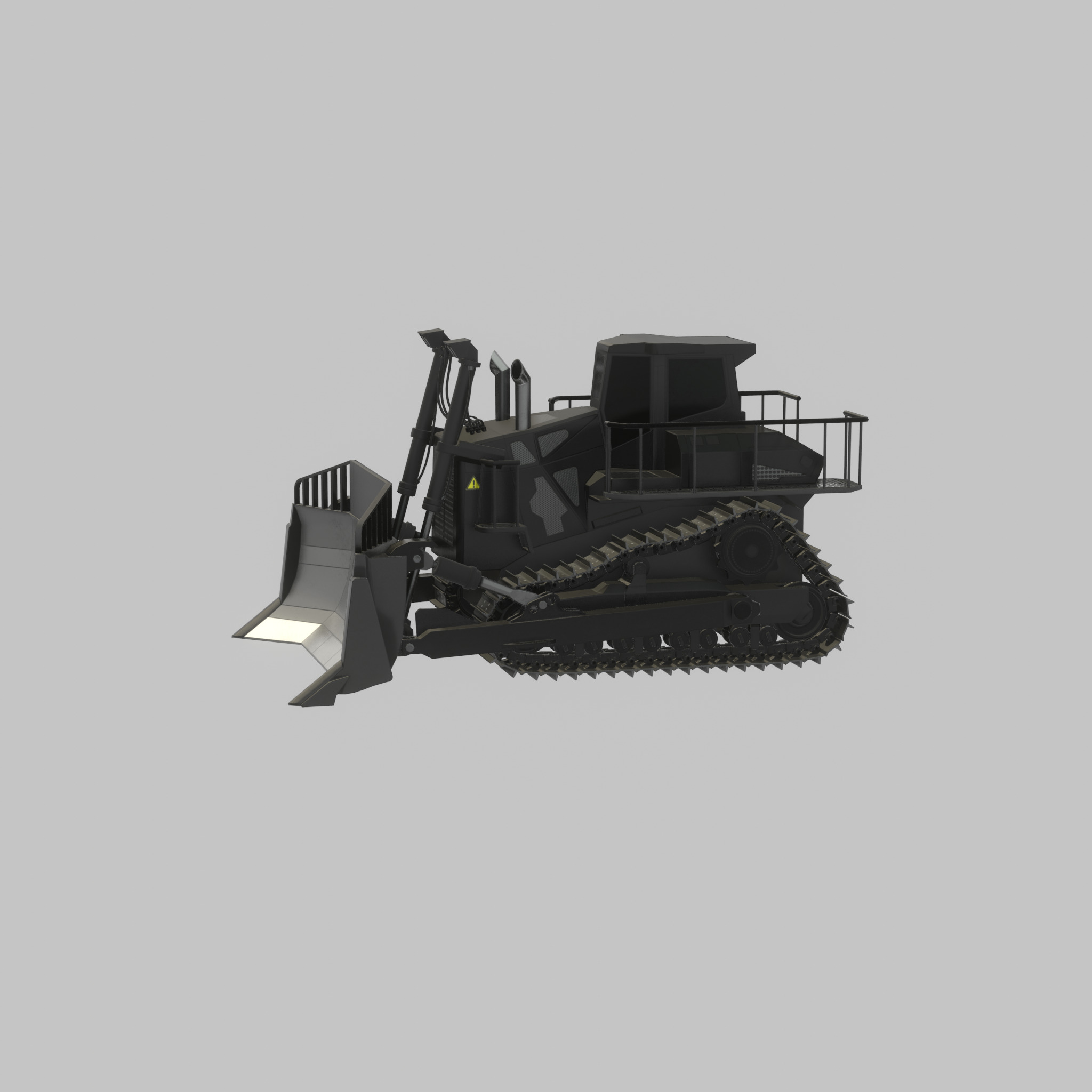 Hydraulic bulldozer tracked construction site vehicle black Low-poly 3D model_27