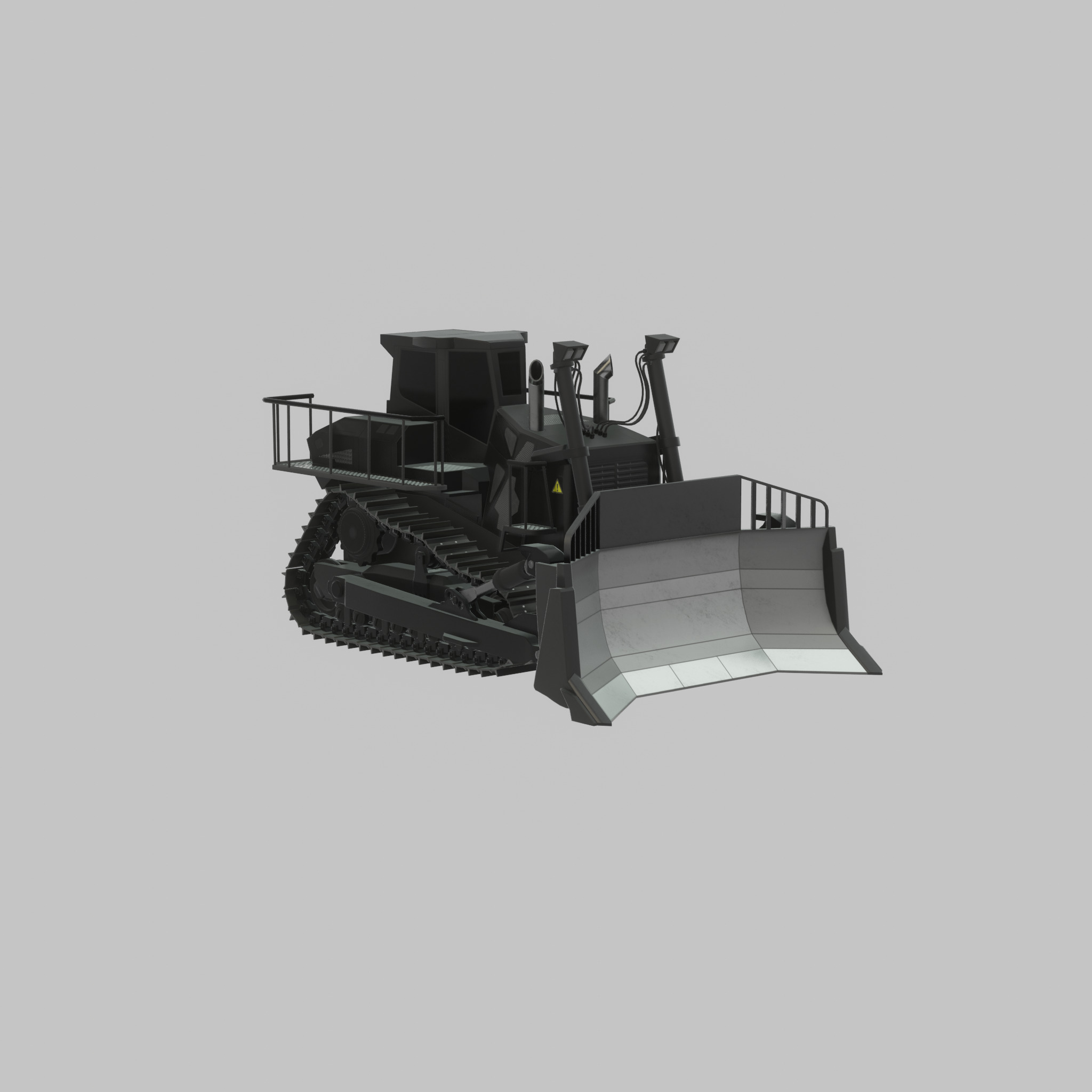 Hydraulic bulldozer tracked construction site vehicle black Low-poly 3D model_22