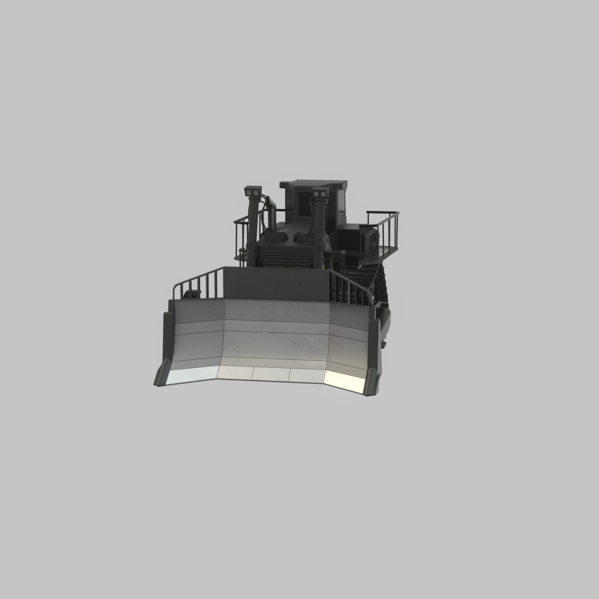 Hydraulic bulldozer tracked construction site vehicle black Low-poly 3D model_59