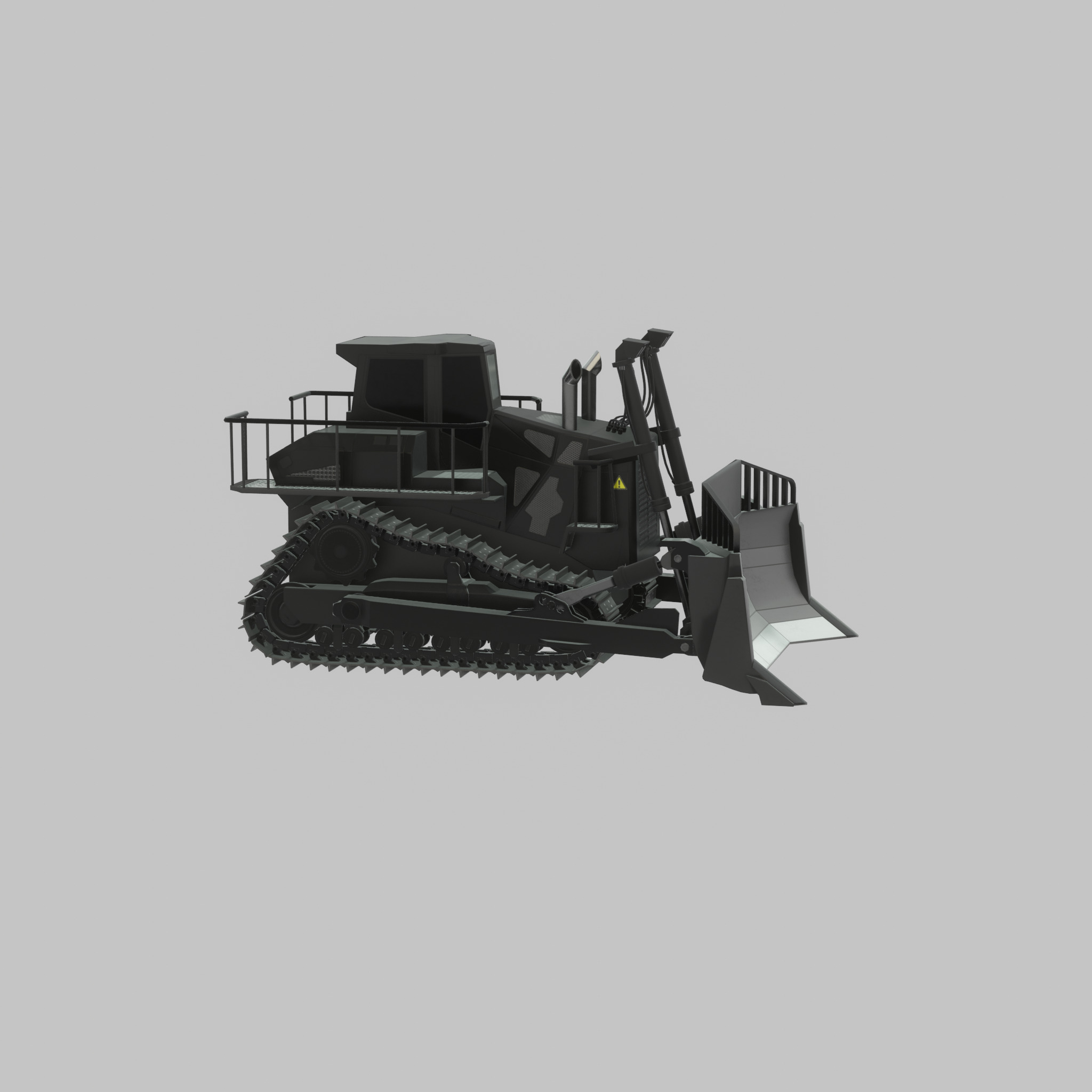 Hydraulic bulldozer tracked construction site vehicle black Low-poly 3D model_52