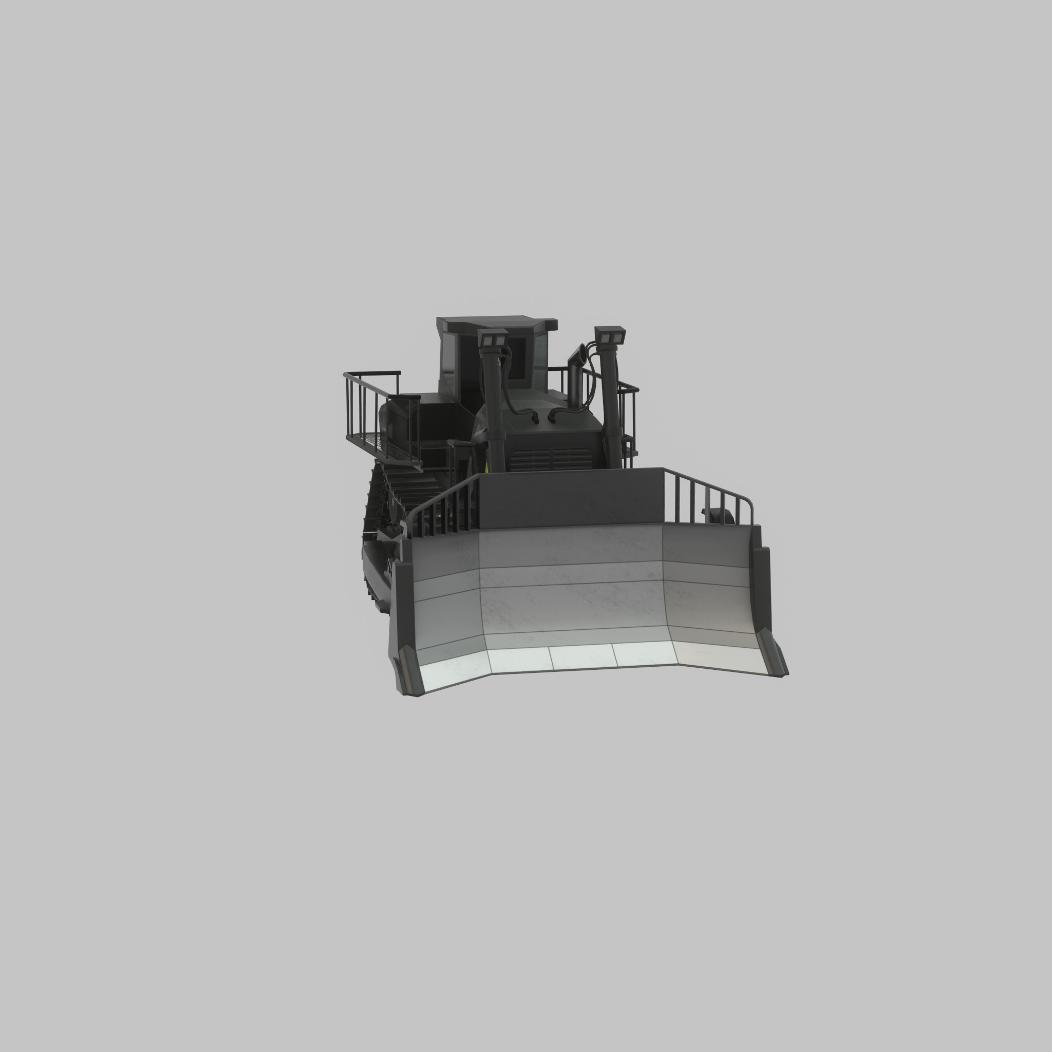 Hydraulic bulldozer tracked construction site vehicle black Low-poly 3D model_55