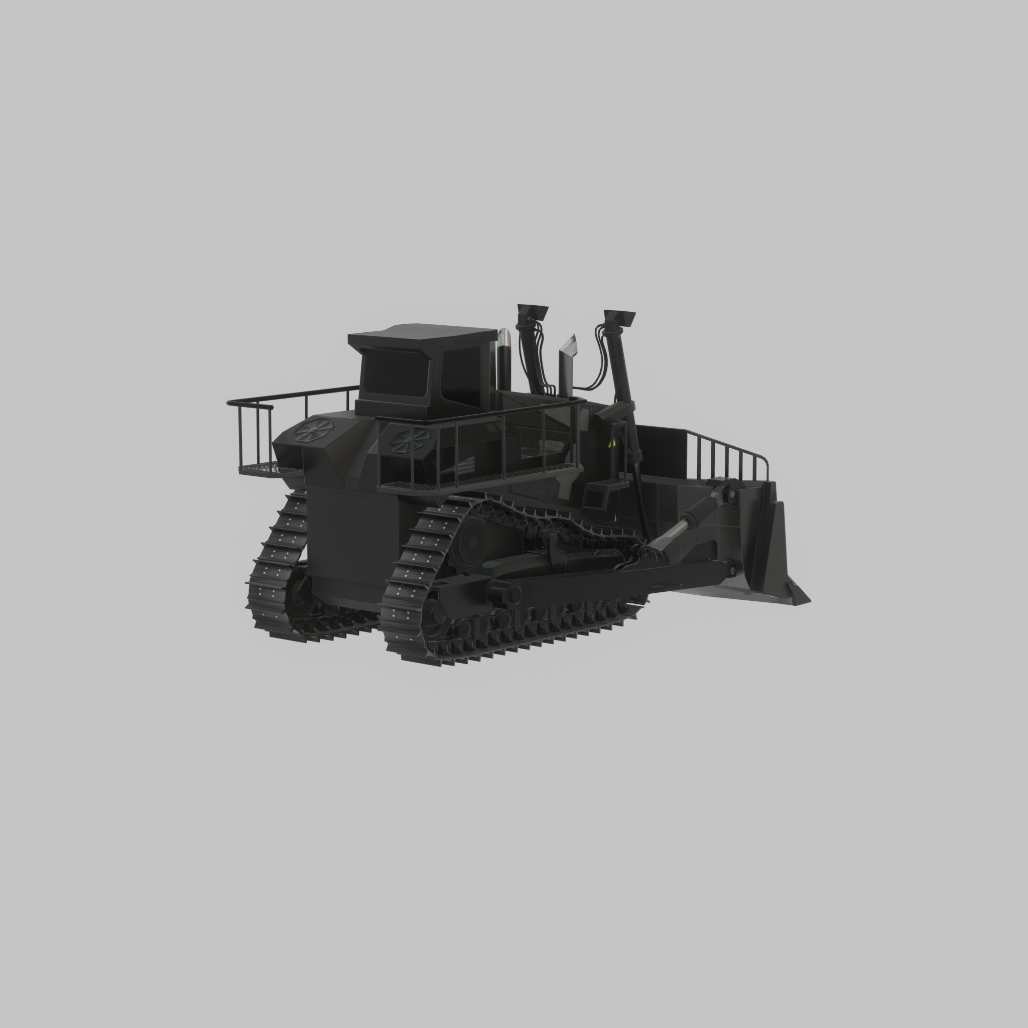 Hydraulic bulldozer tracked construction site vehicle black Low-poly 3D model_45