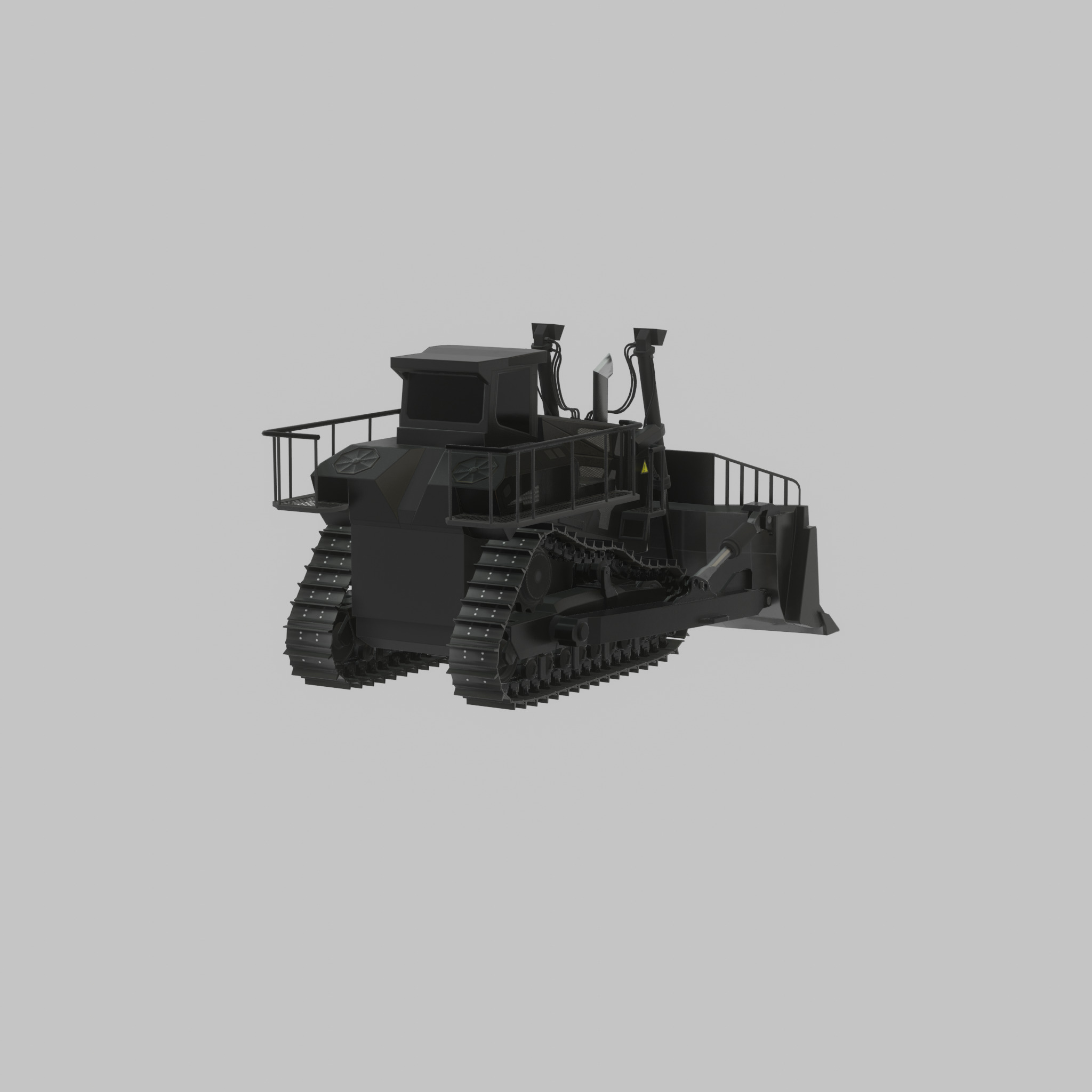 Hydraulic bulldozer tracked construction site vehicle black Low-poly 3D model_43