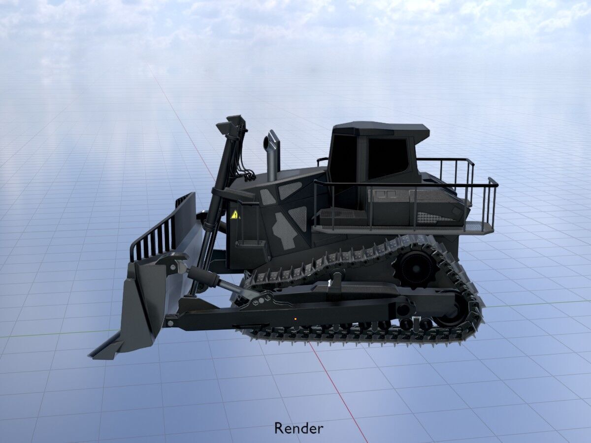 Hydraulic bulldozer tracked construction site vehicle black Low-poly 3D model_19