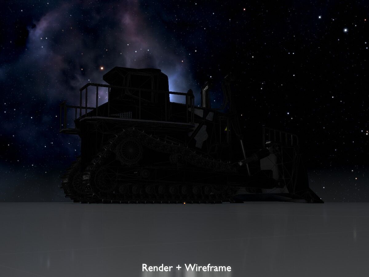 Hydraulic bulldozer tracked construction site vehicle black Low-poly 3D model_8