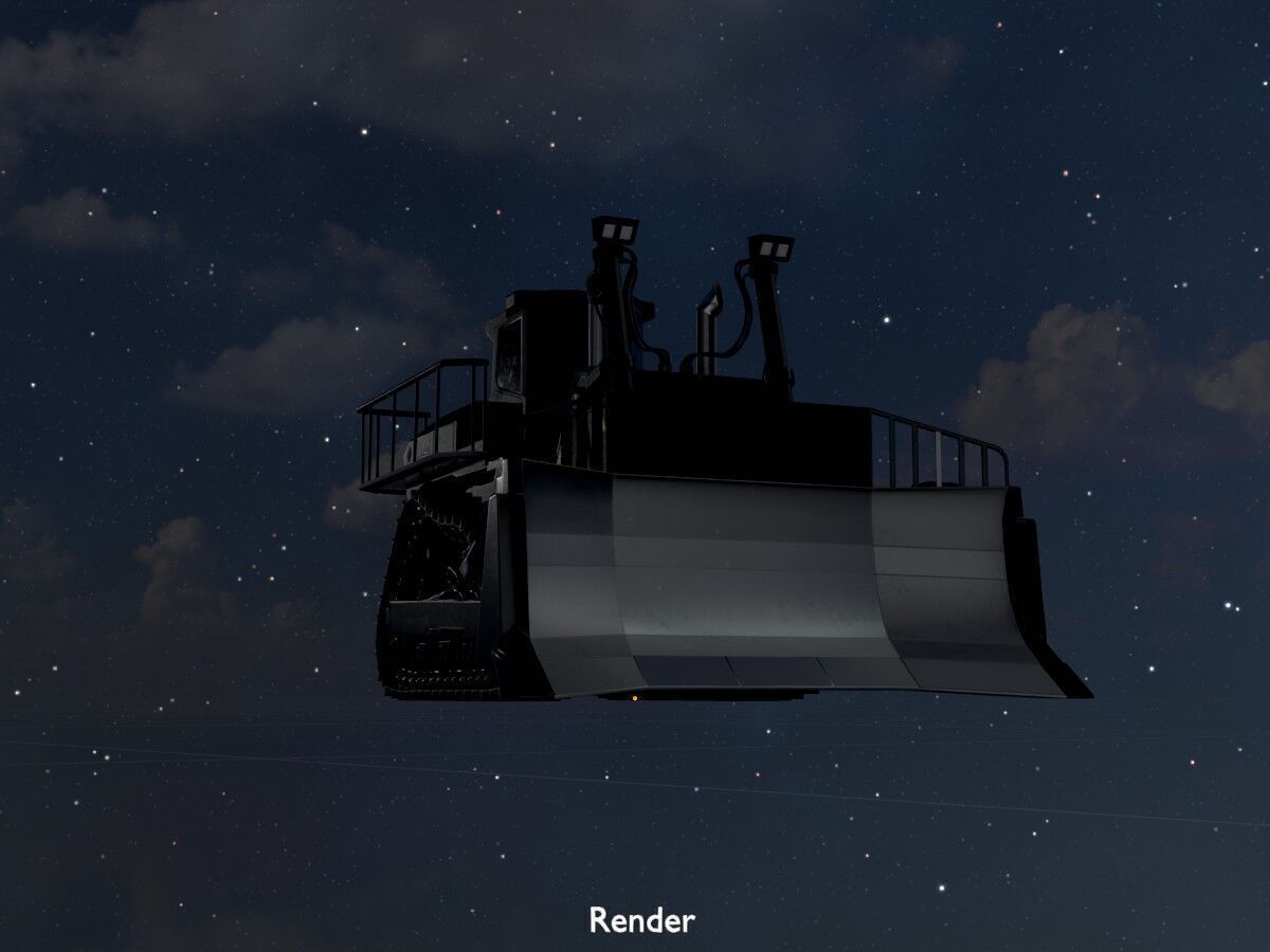 Hydraulic bulldozer tracked construction site vehicle black Low-poly 3D model_21