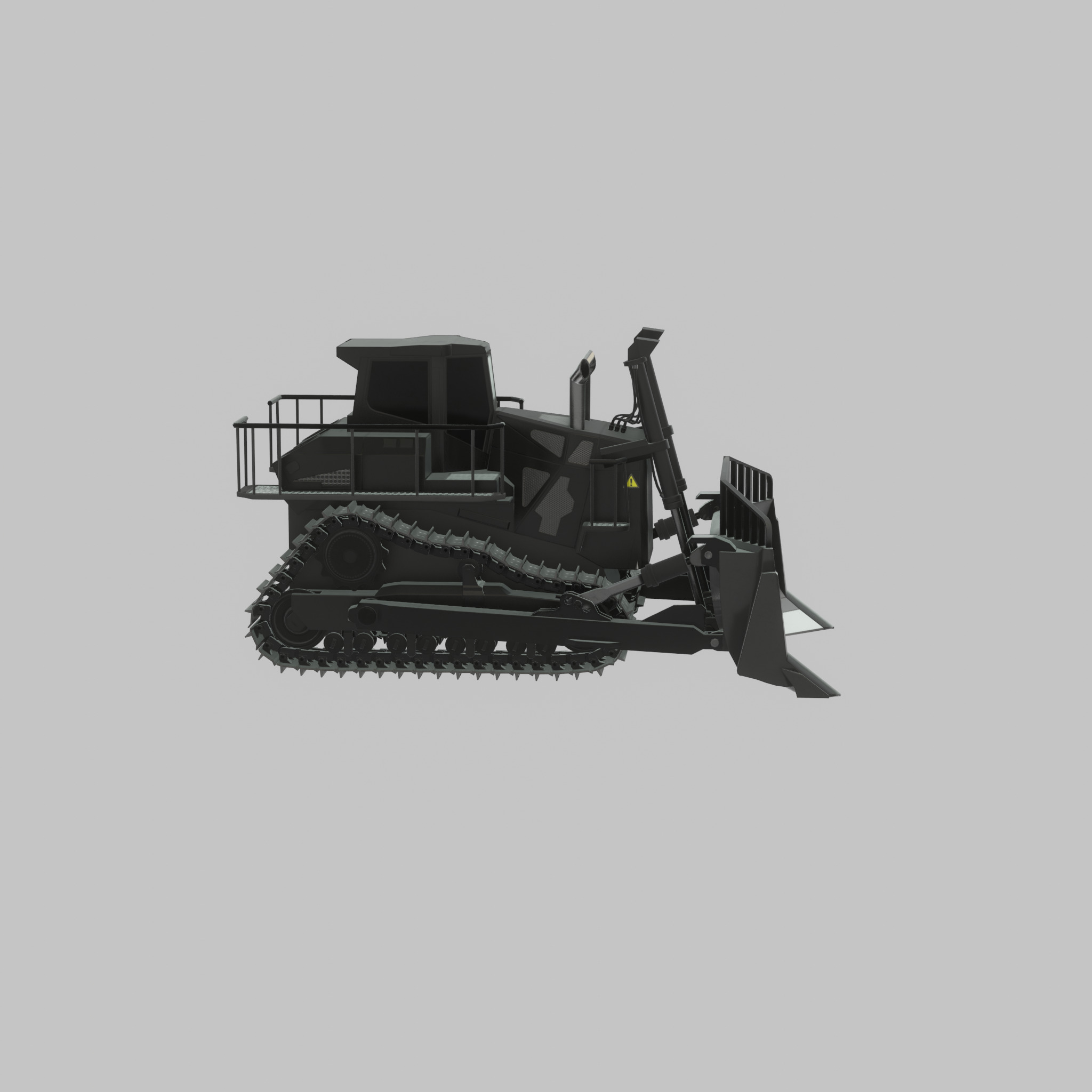 Hydraulic bulldozer tracked construction site vehicle black Low-poly 3D model_51
