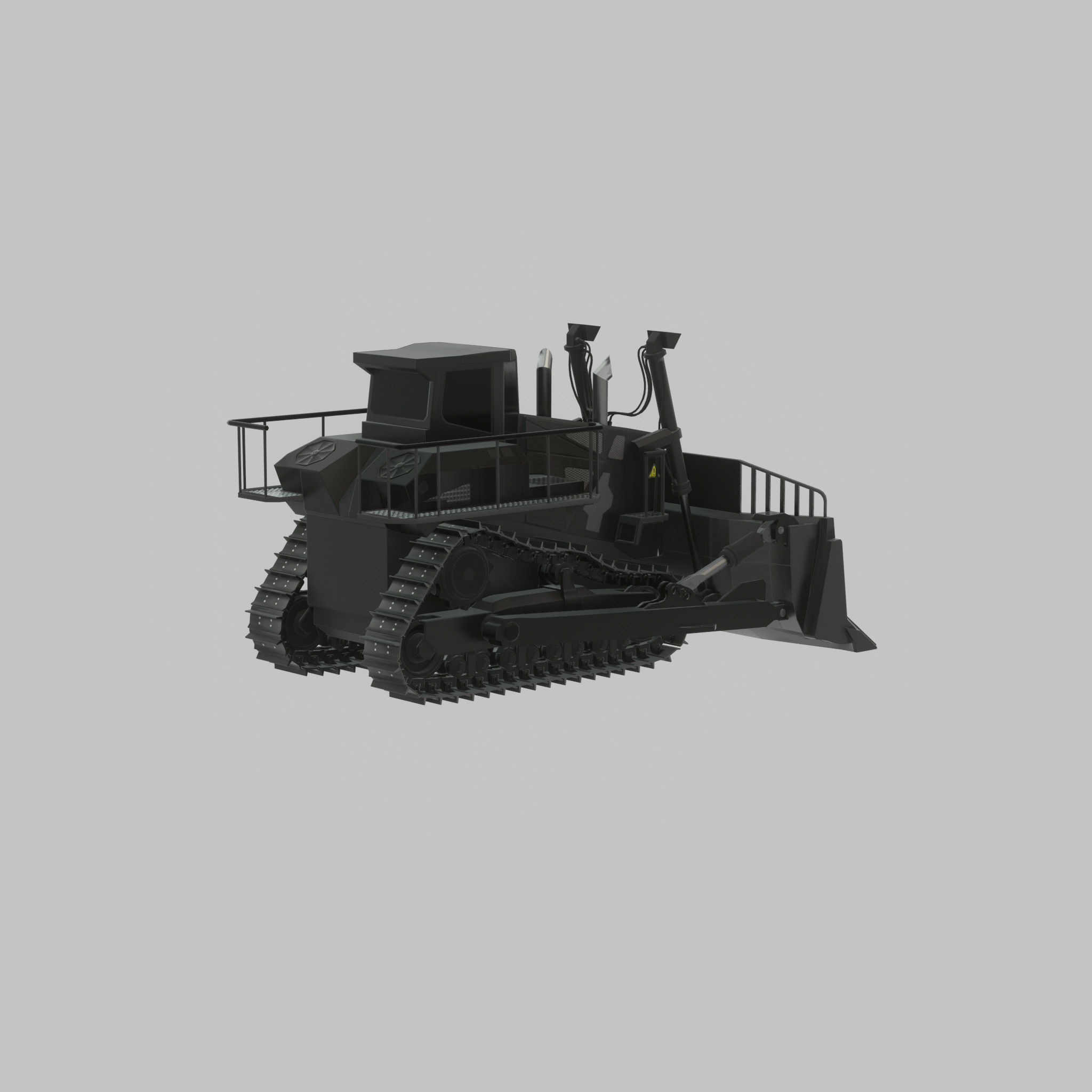 Hydraulic bulldozer tracked construction site vehicle black Low-poly 3D model_46