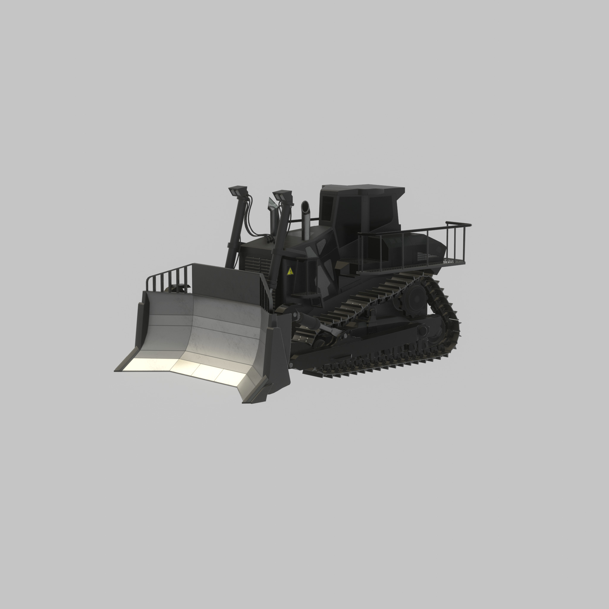Hydraulic bulldozer tracked construction site vehicle black Low-poly 3D model_24