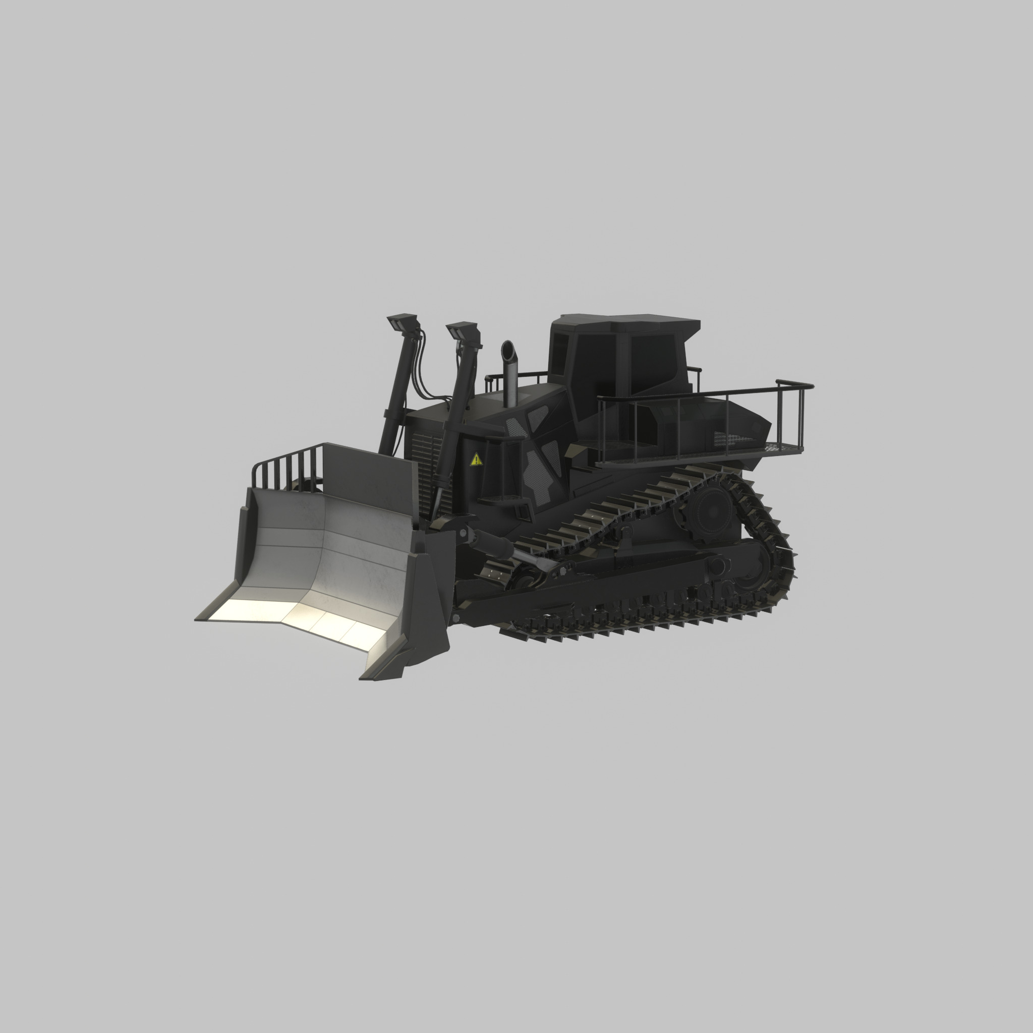 Hydraulic bulldozer tracked construction site vehicle black Low-poly 3D model_25