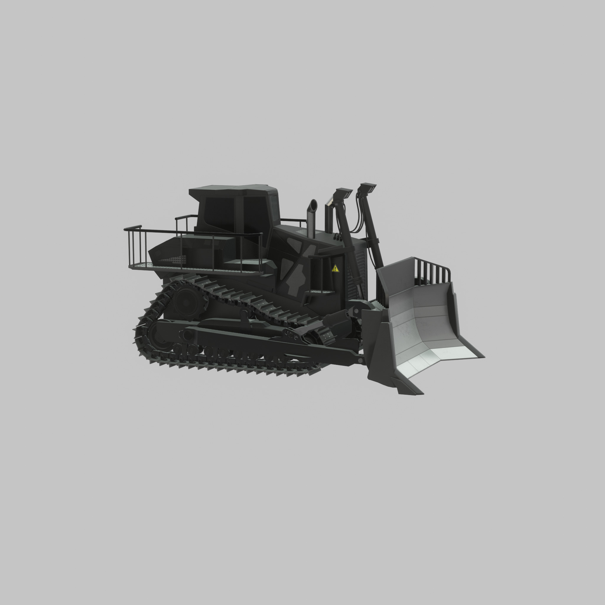 Hydraulic bulldozer tracked construction site vehicle black Low-poly 3D model_53