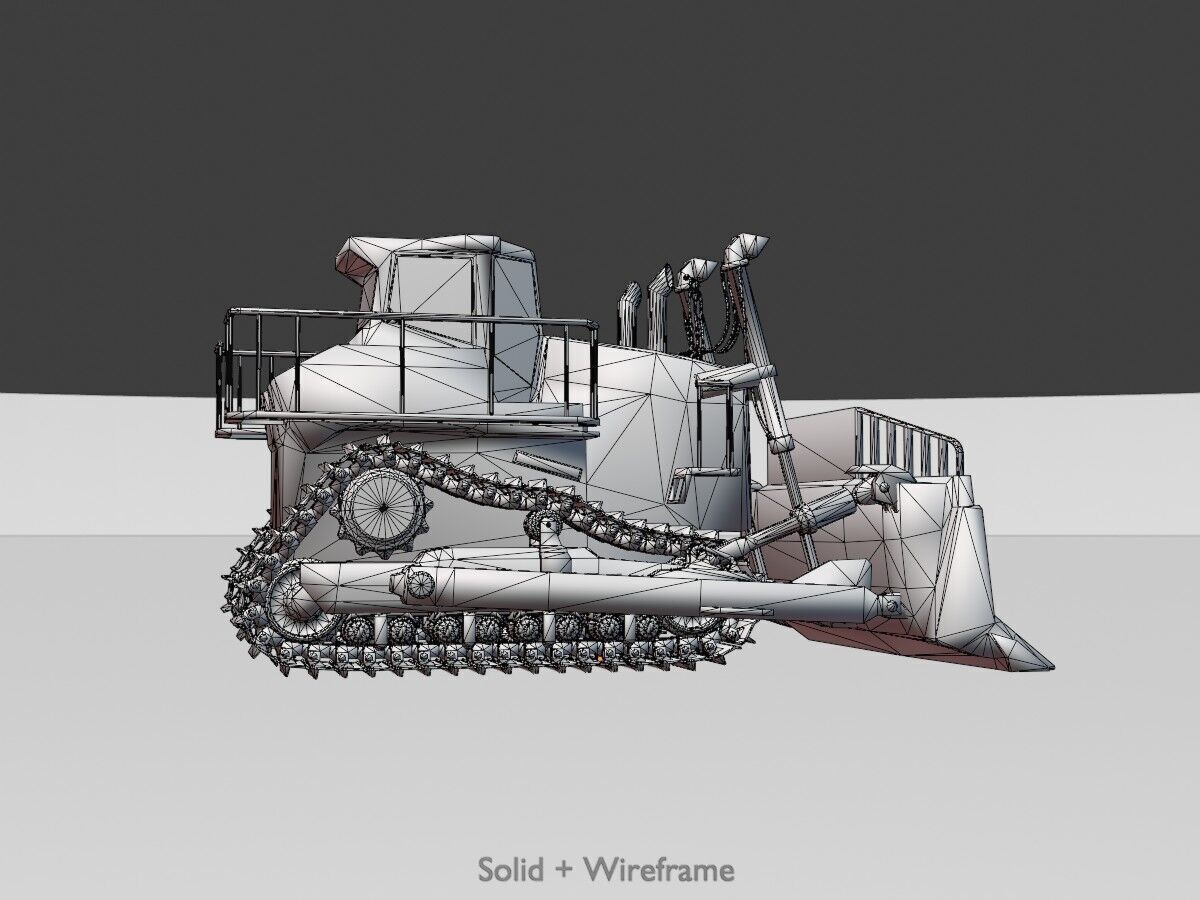 Hydraulic bulldozer tracked construction site vehicle black Low-poly 3D model_12