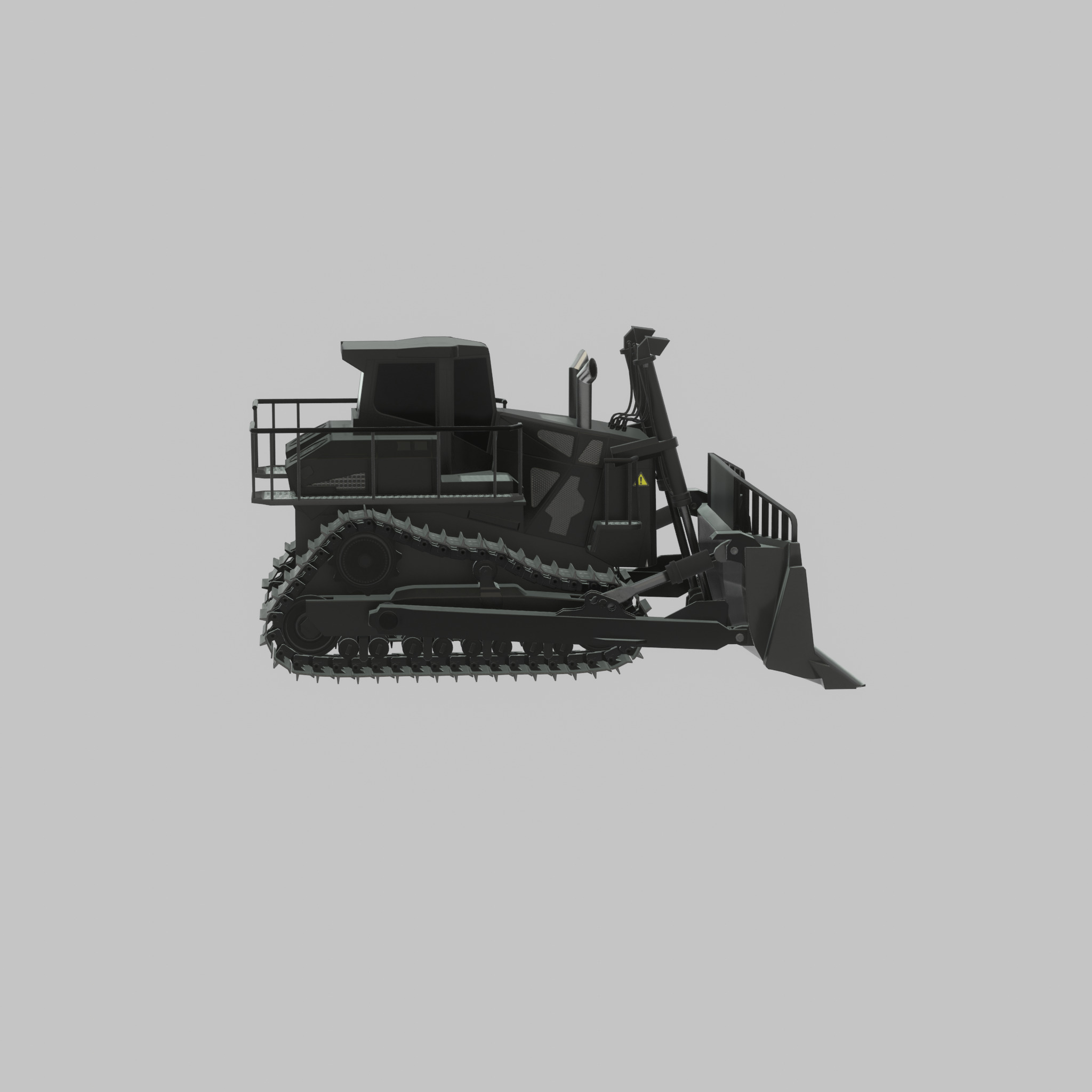 Hydraulic bulldozer tracked construction site vehicle black Low-poly 3D model_50