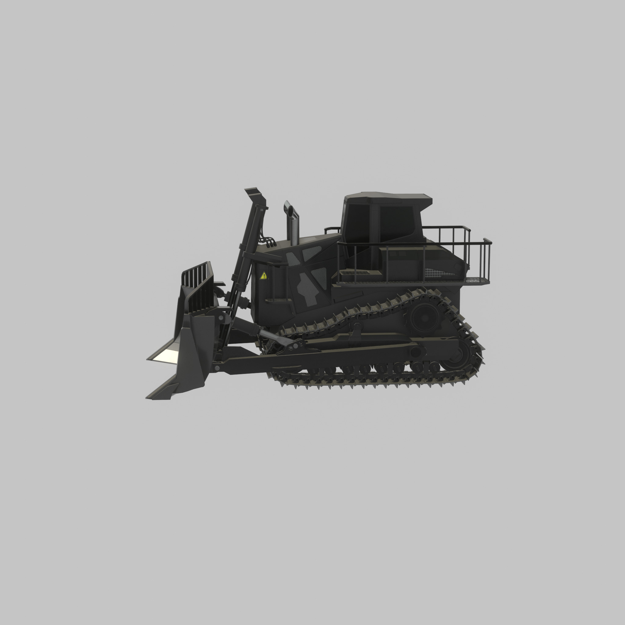 Hydraulic bulldozer tracked construction site vehicle black Low-poly 3D model_28