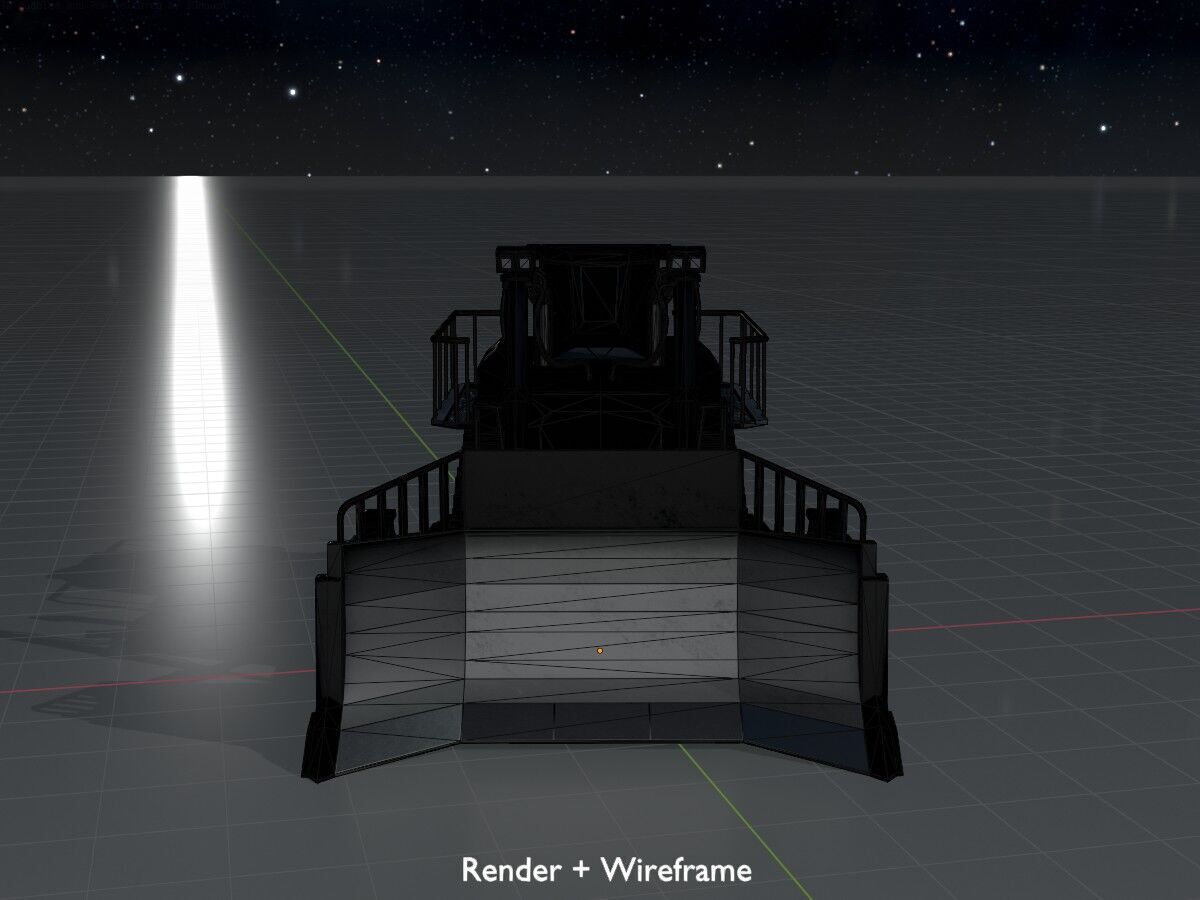 Hydraulic bulldozer tracked construction site vehicle black Low-poly 3D model_9