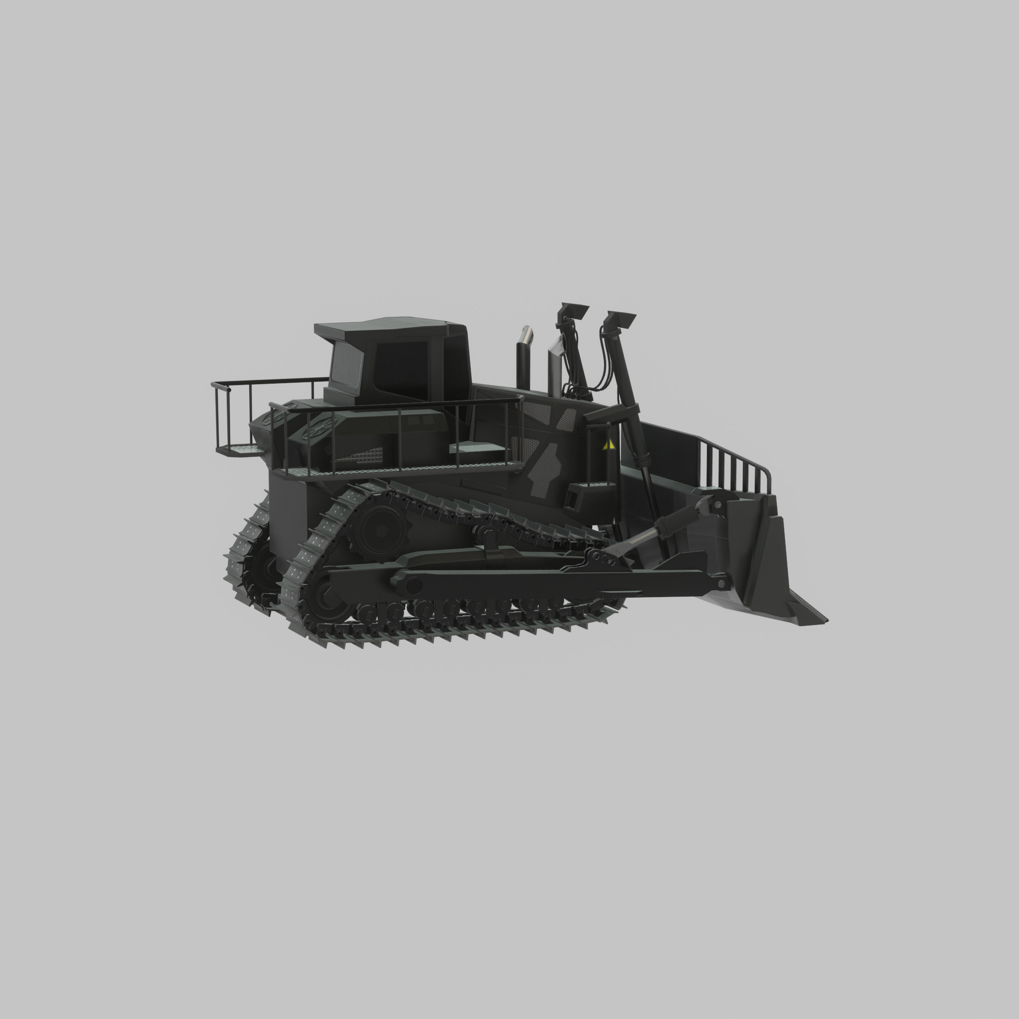 Hydraulic bulldozer tracked construction site vehicle black Low-poly 3D model_48