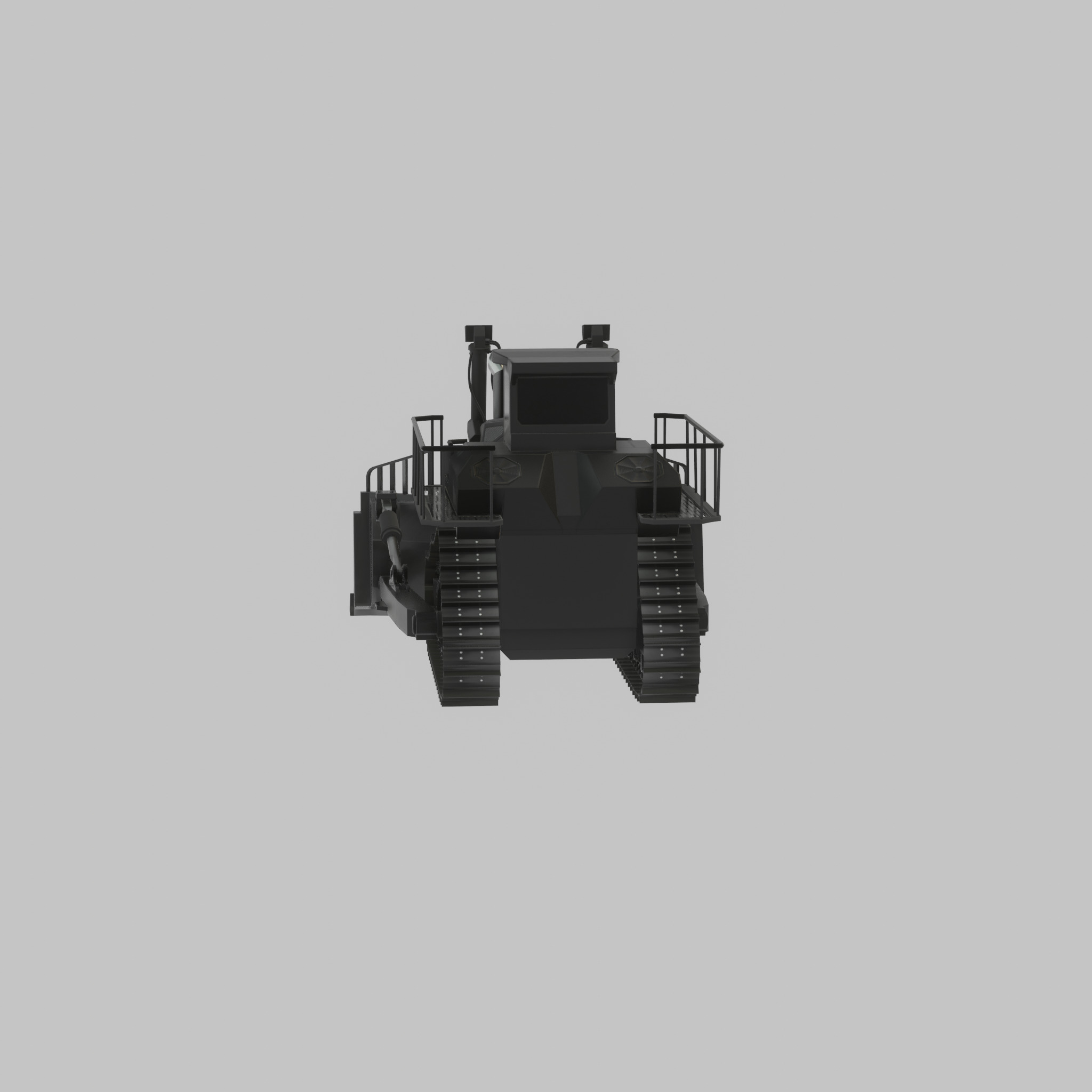Hydraulic bulldozer tracked construction site vehicle black Low-poly 3D model_39