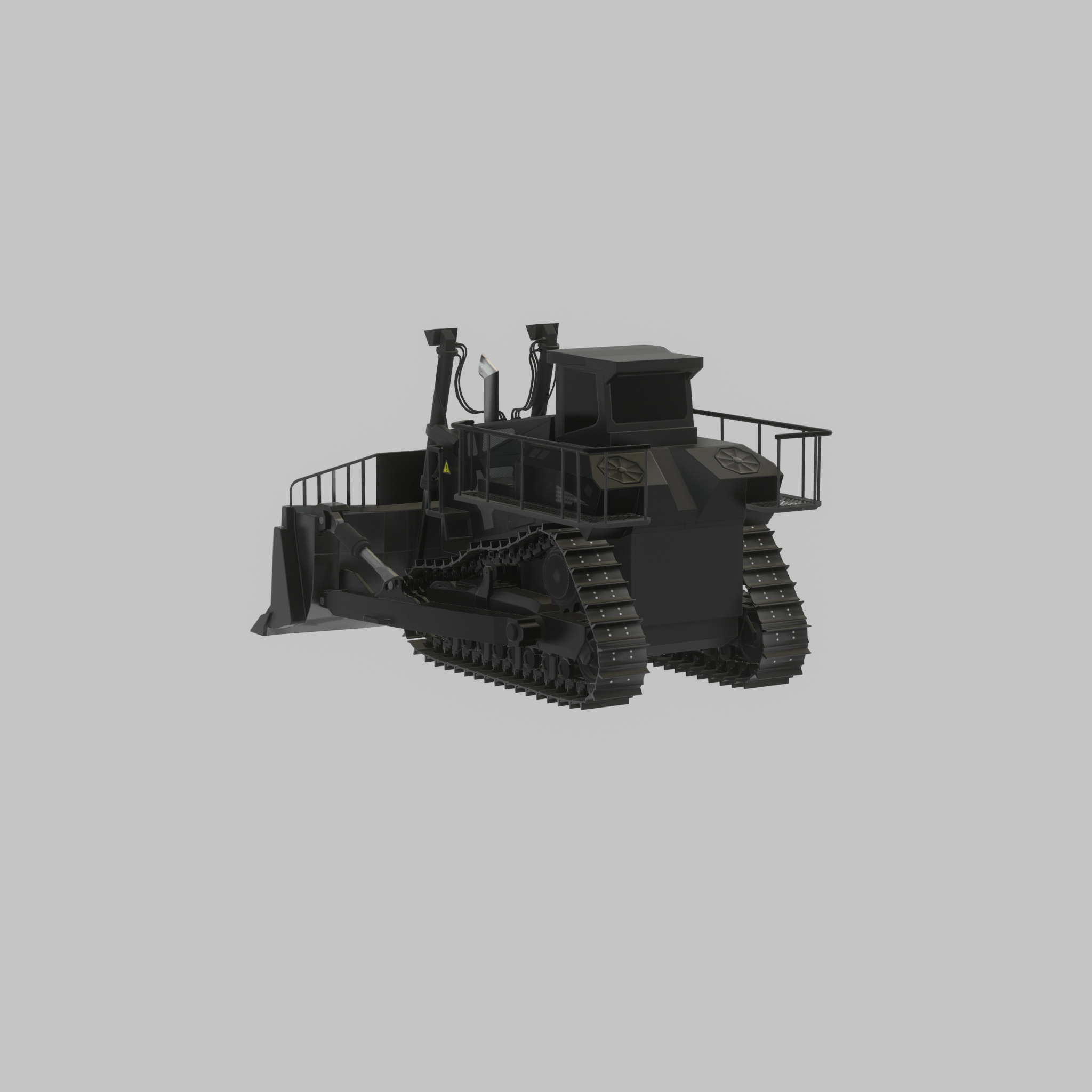 Hydraulic bulldozer tracked construction site vehicle black Low-poly 3D model_36