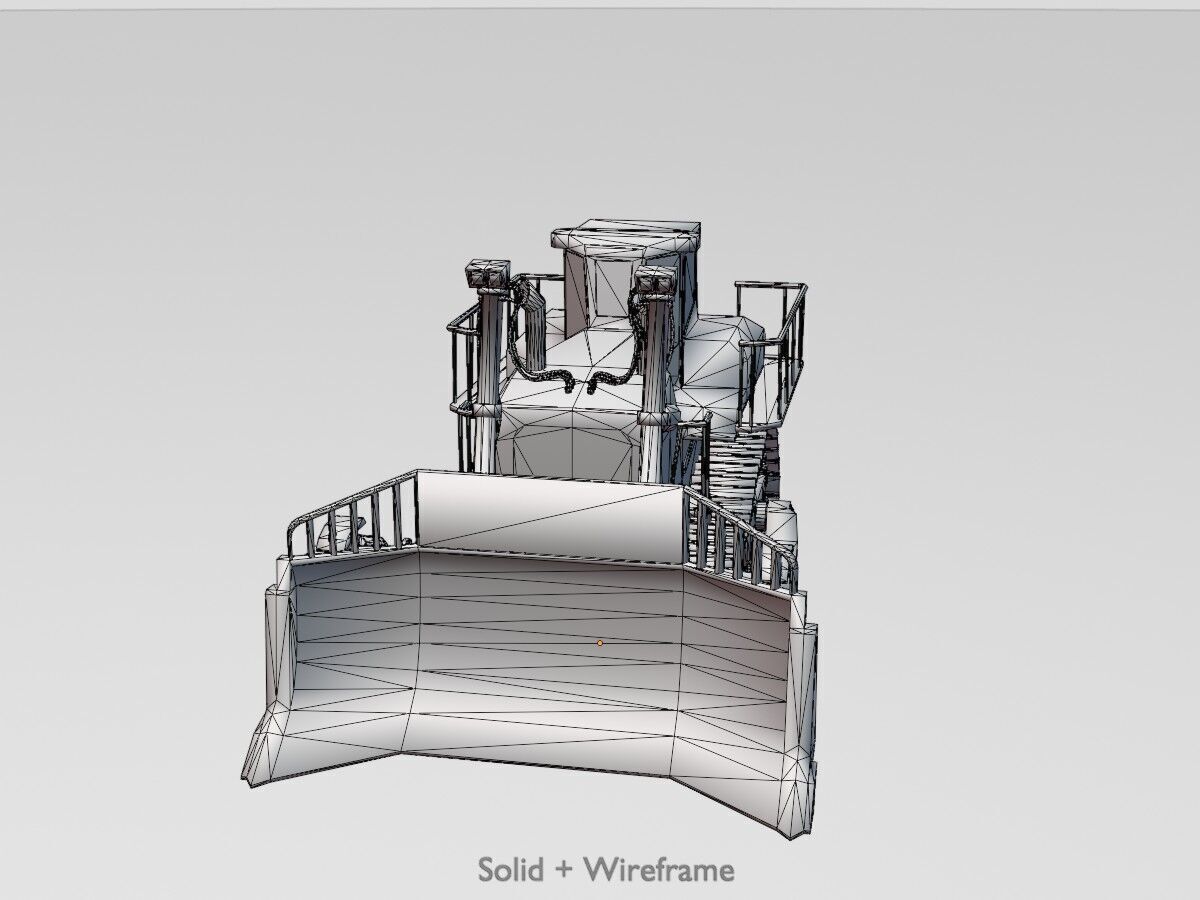 Hydraulic bulldozer tracked construction site vehicle black Low-poly 3D model_13