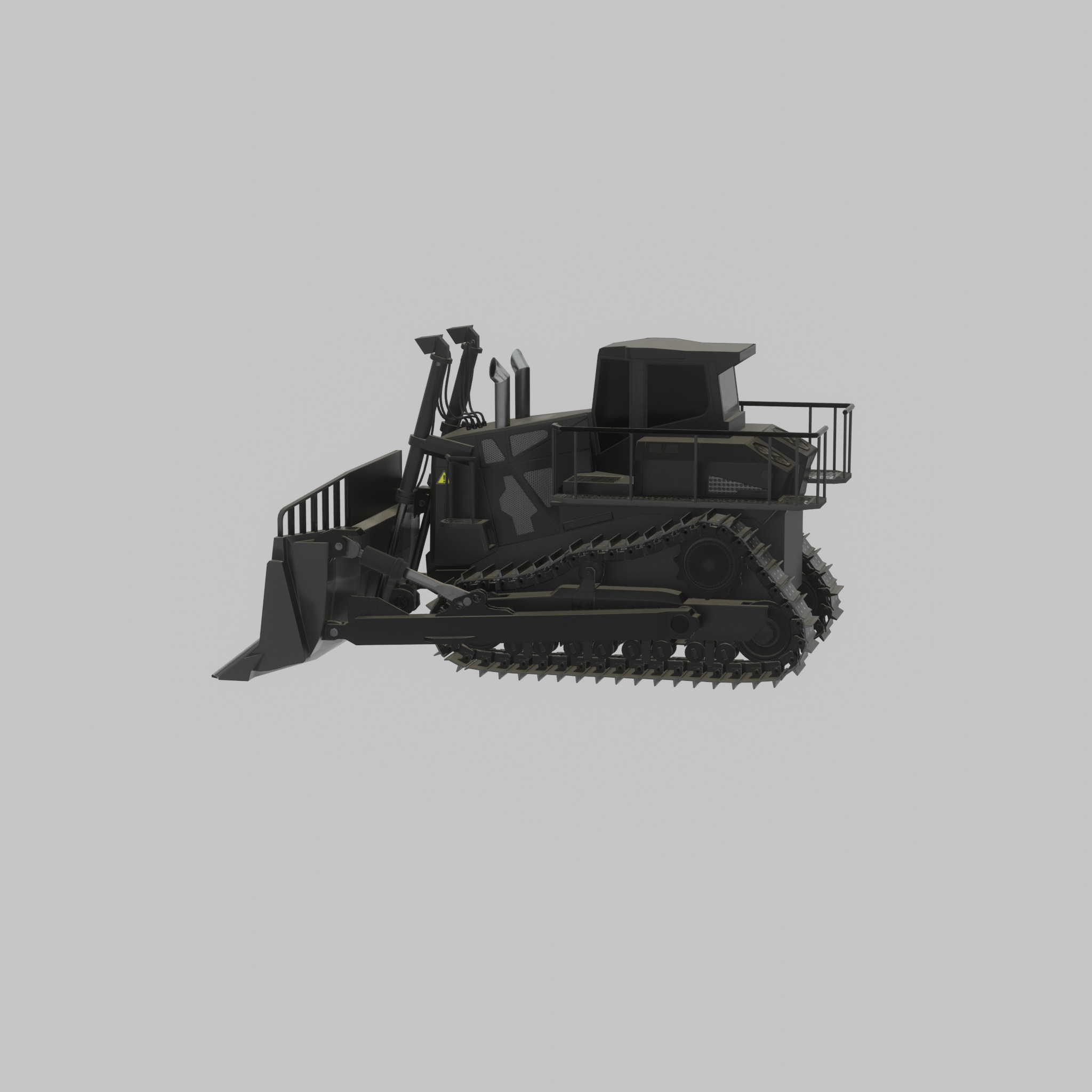 Hydraulic bulldozer tracked construction site vehicle black Low-poly 3D model_30