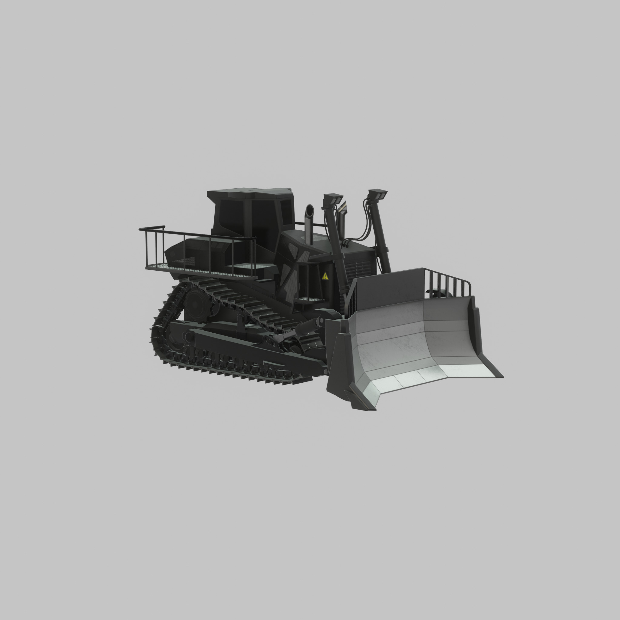 Hydraulic bulldozer tracked construction site vehicle black Low-poly 3D model_56