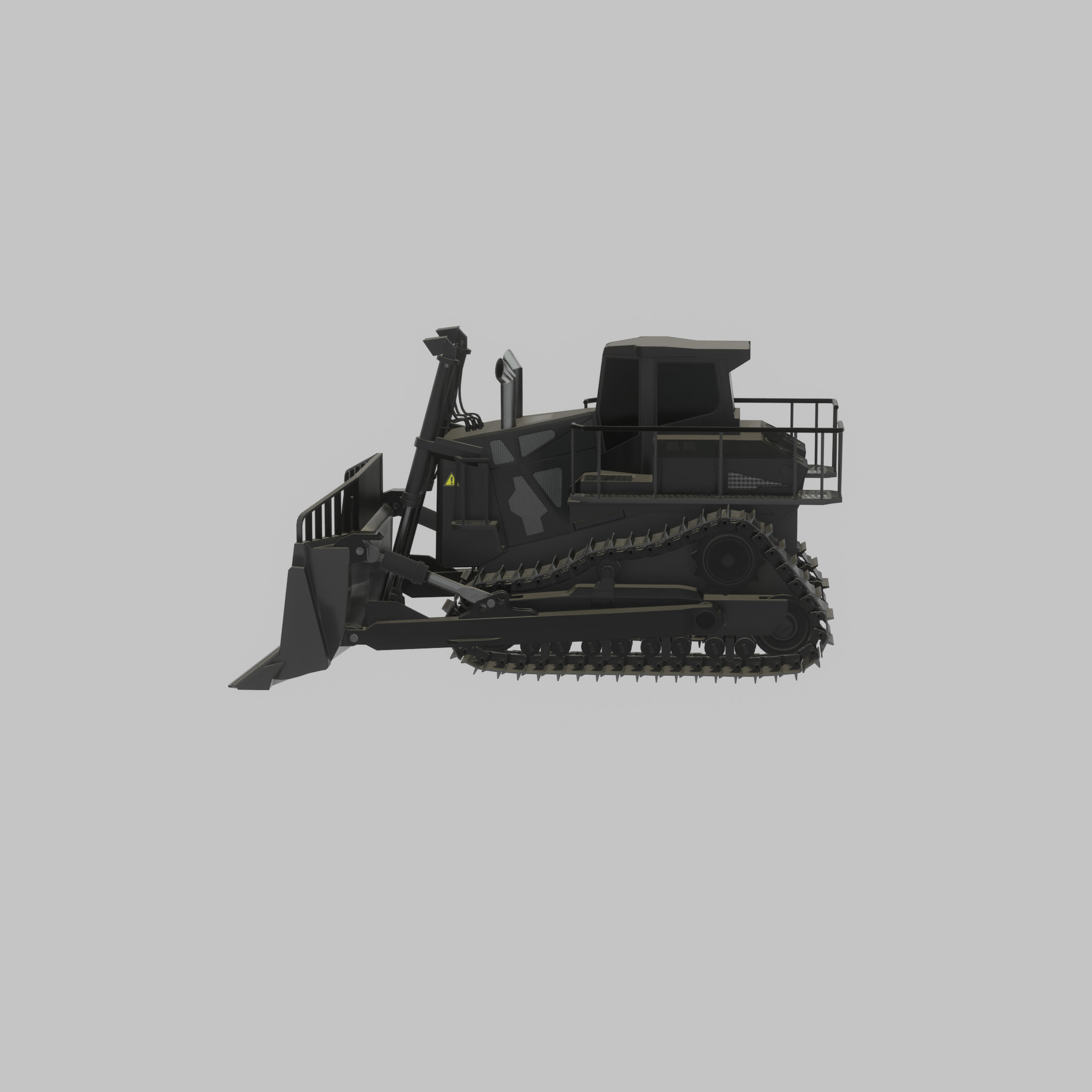 Hydraulic bulldozer tracked construction site vehicle black Low-poly 3D model_29