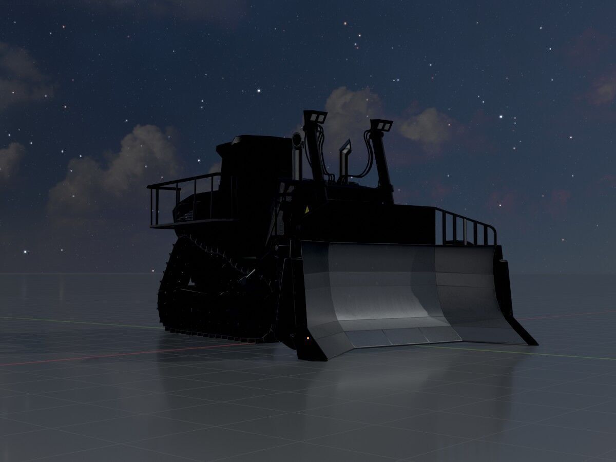 Hydraulic bulldozer tracked construction site vehicle black Low-poly 3D model_5