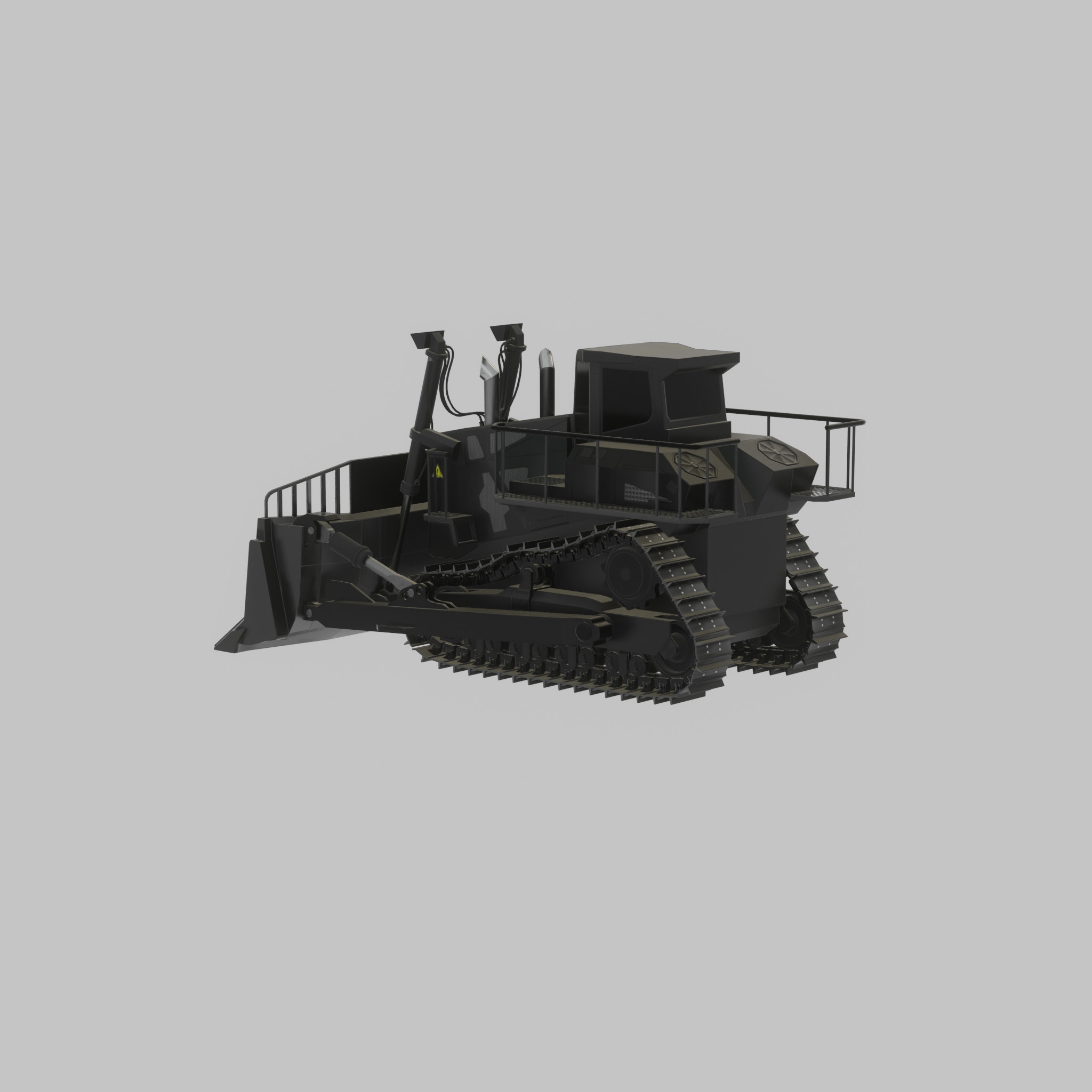 Hydraulic bulldozer tracked construction site vehicle black Low-poly 3D model_34