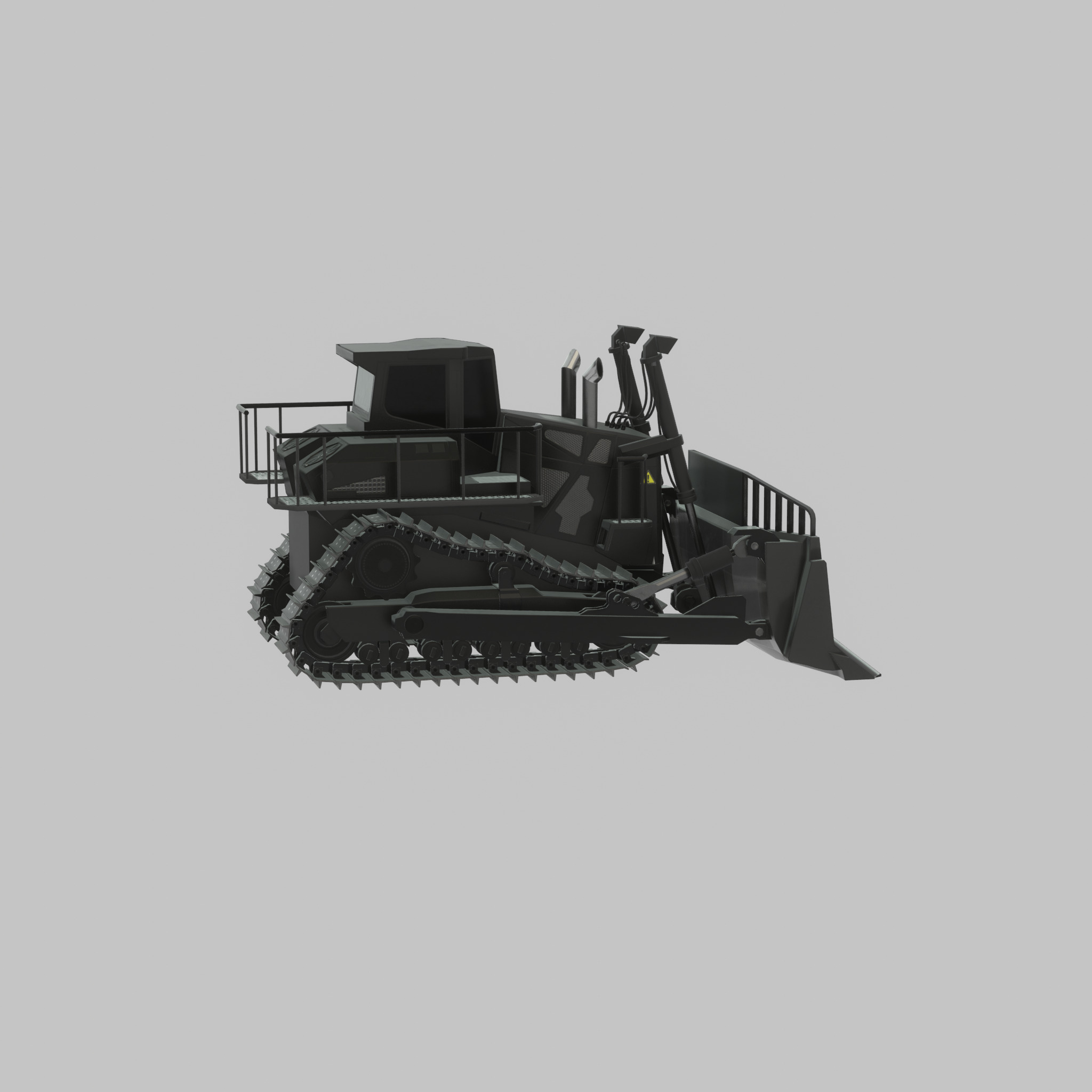 Hydraulic bulldozer tracked construction site vehicle black Low-poly 3D model_49