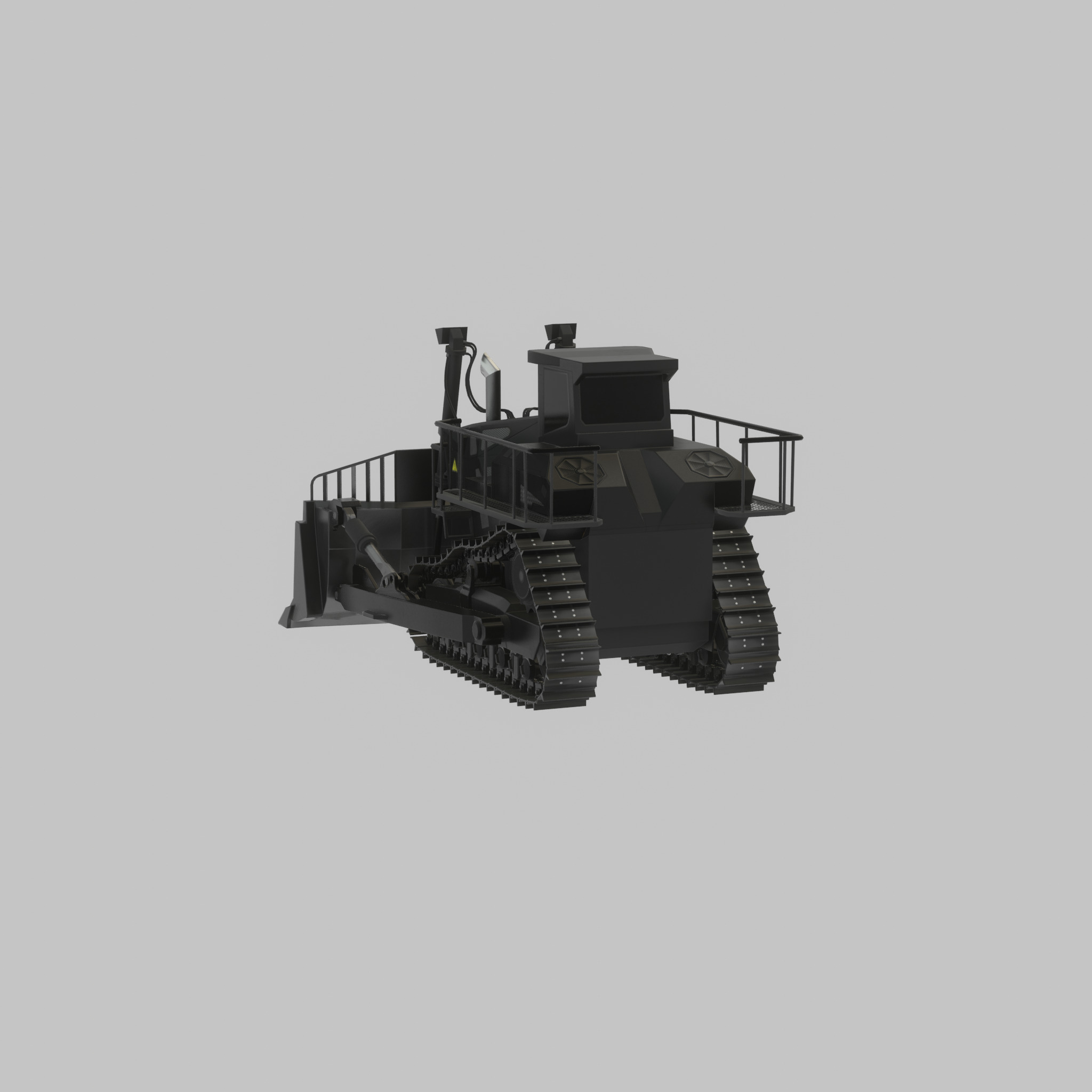 Hydraulic bulldozer tracked construction site vehicle black Low-poly 3D model_37