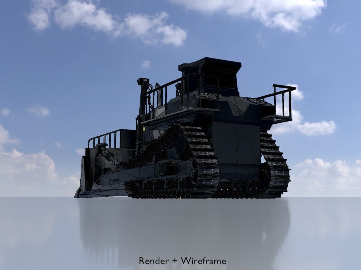 Hydraulic bulldozer tracked construction site vehicle black Low-poly 3D model_7