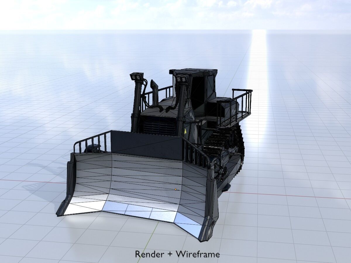 Hydraulic bulldozer tracked construction site vehicle black Low-poly 3D model_6