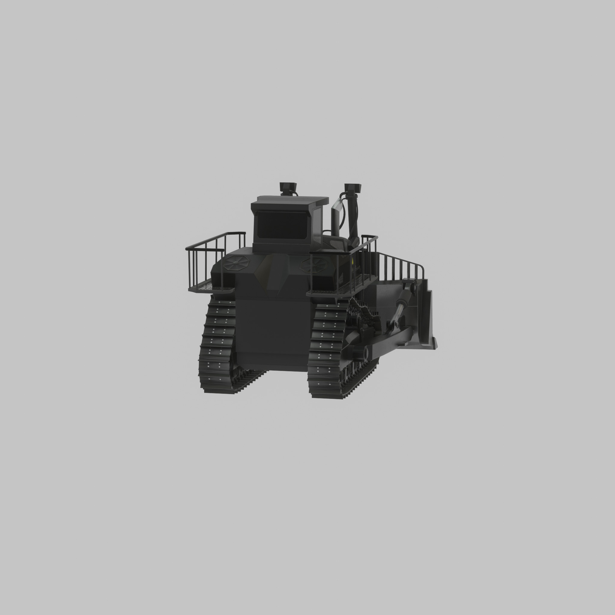 Hydraulic bulldozer tracked construction site vehicle black Low-poly 3D model_41
