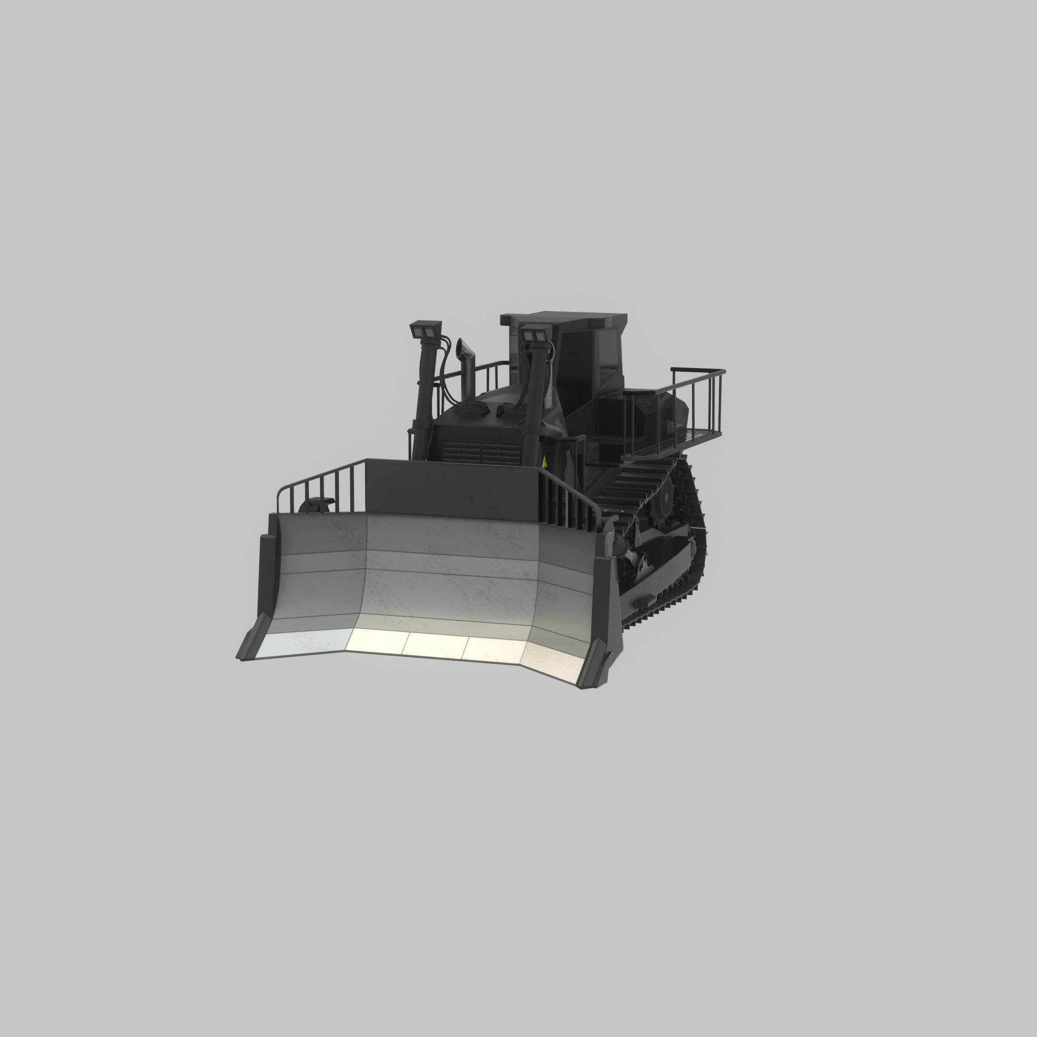 Hydraulic bulldozer tracked construction site vehicle black Low-poly 3D model_60