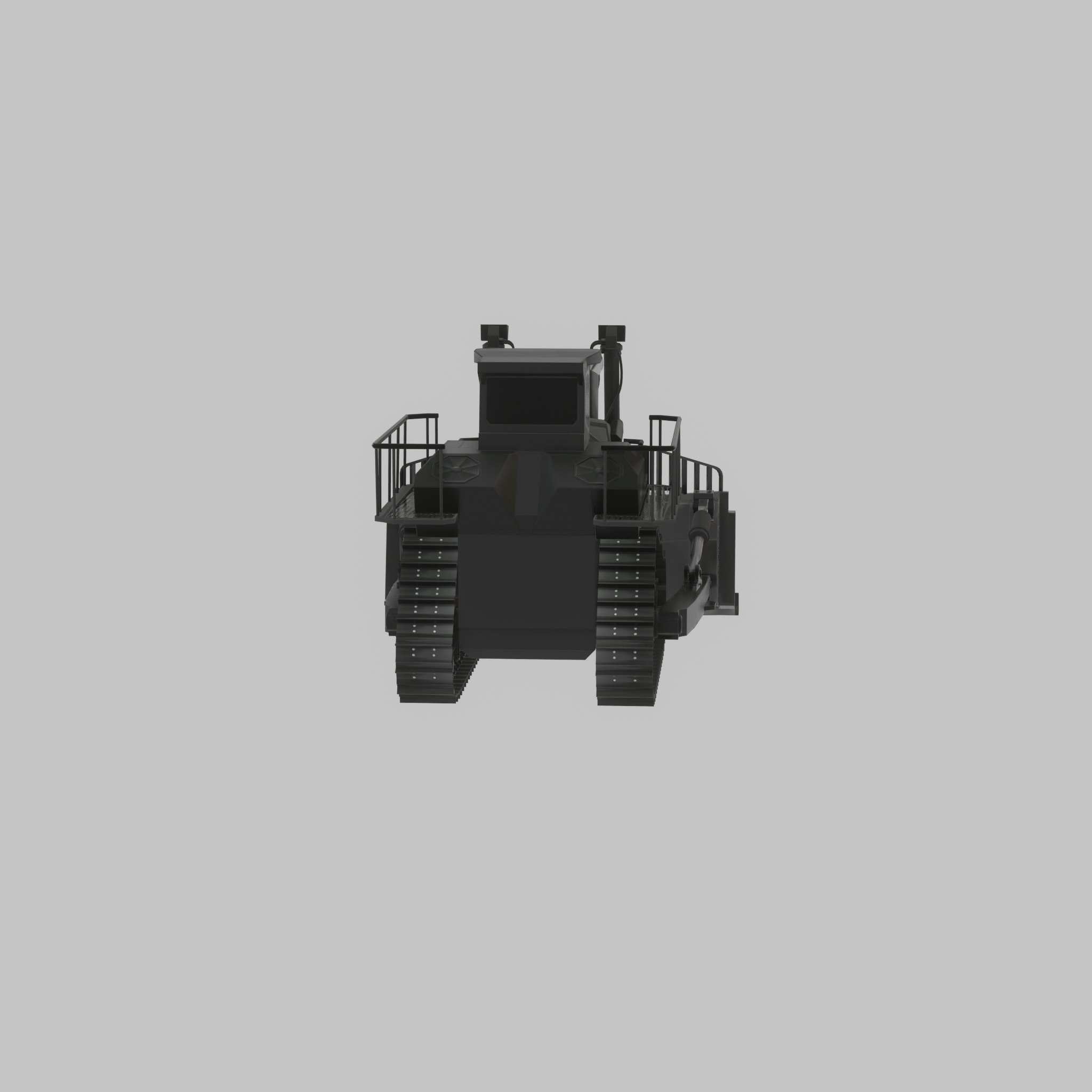 Hydraulic bulldozer tracked construction site vehicle black Low-poly 3D model_40