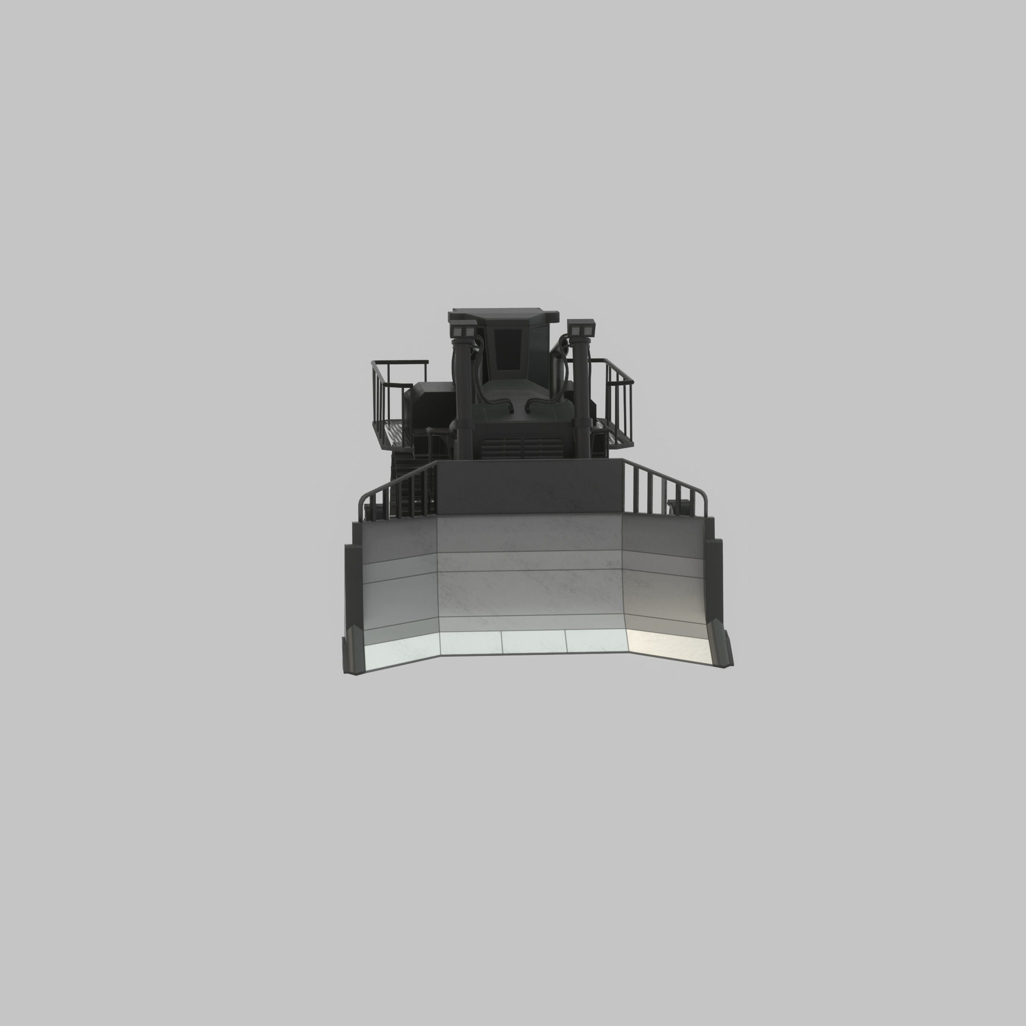 Hydraulic bulldozer tracked construction site vehicle black Low-poly 3D model_57