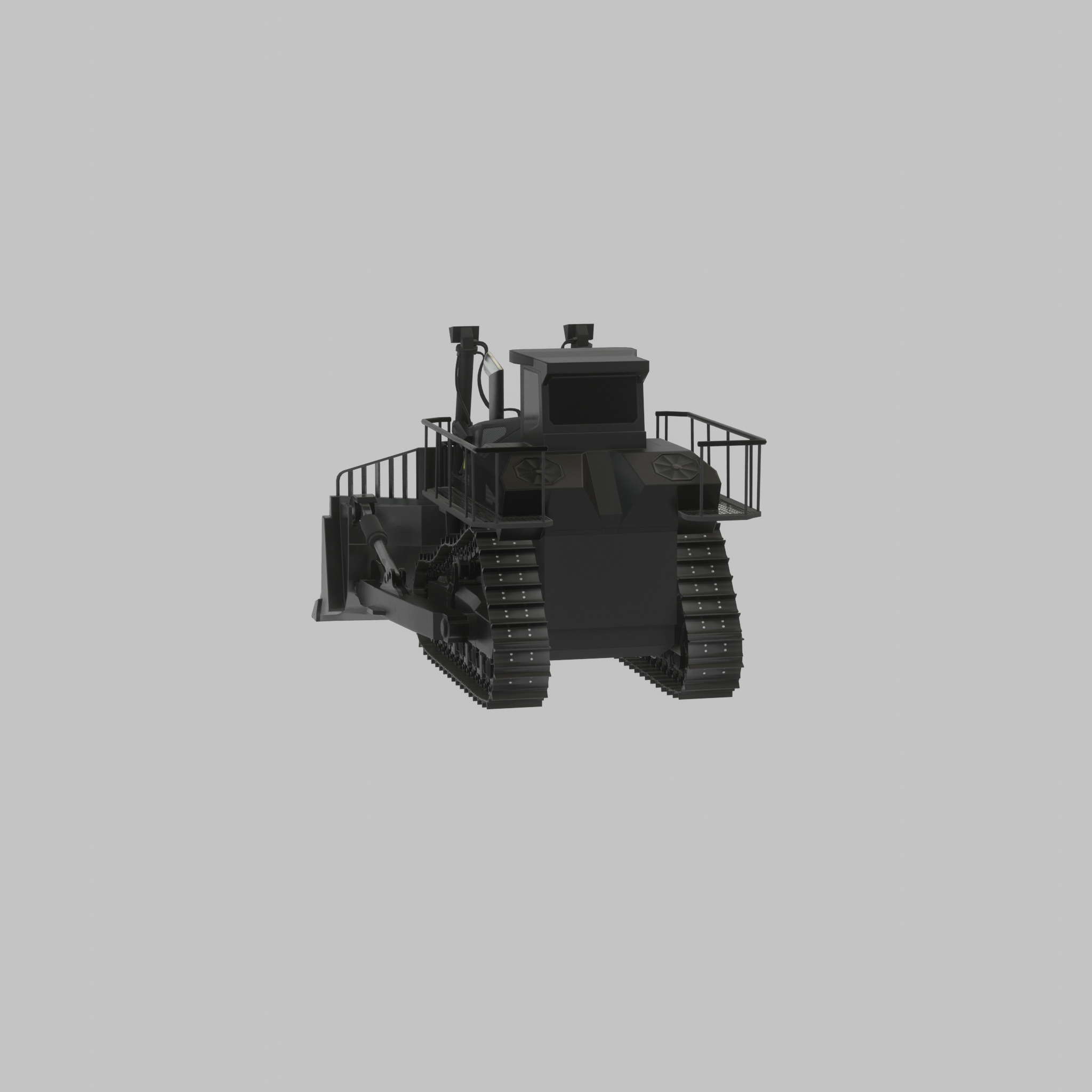 Hydraulic bulldozer tracked construction site vehicle black Low-poly 3D model_38